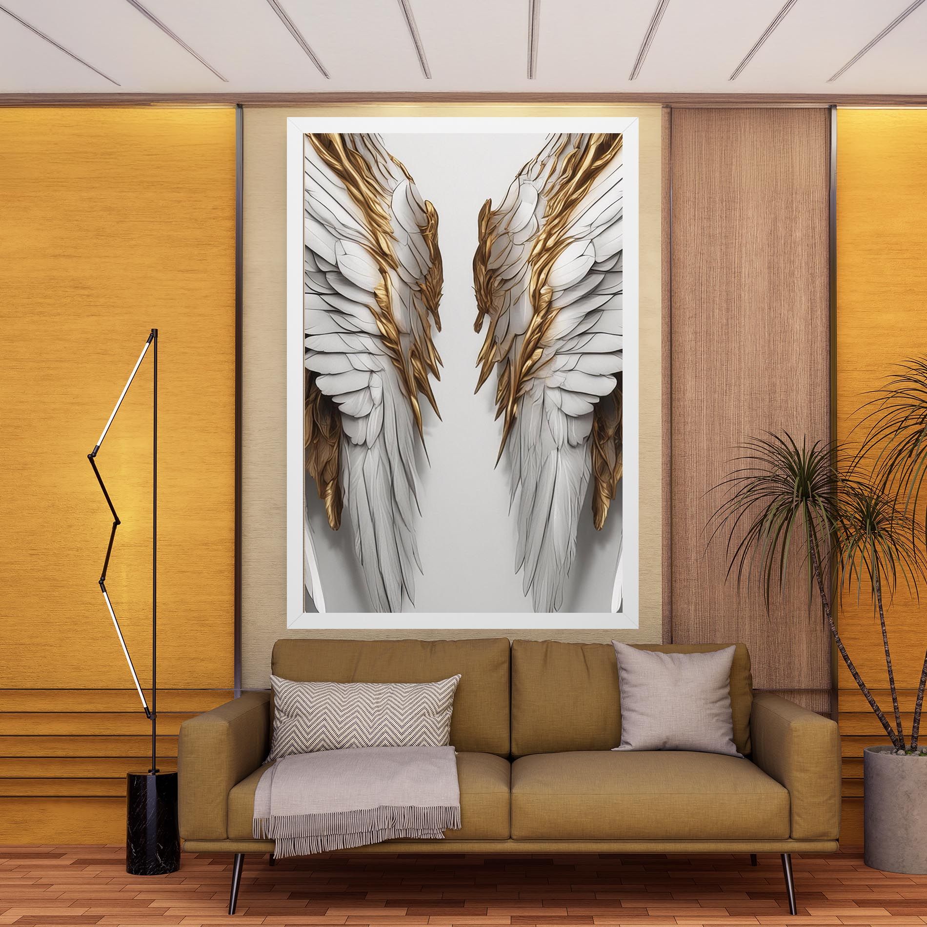 Realistic Gold Angel Wings mockup 9