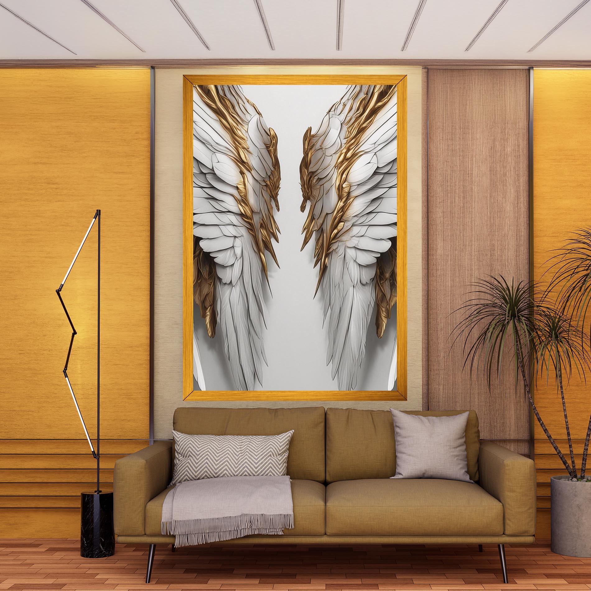 Tablou Canvas Realistic Gold Angel Wings mockup 9