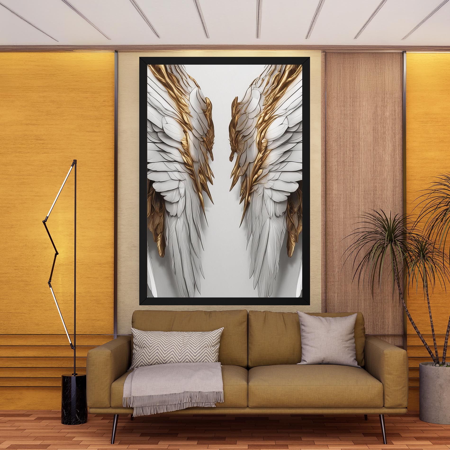 Realistic Gold Angel Wings mockup 9