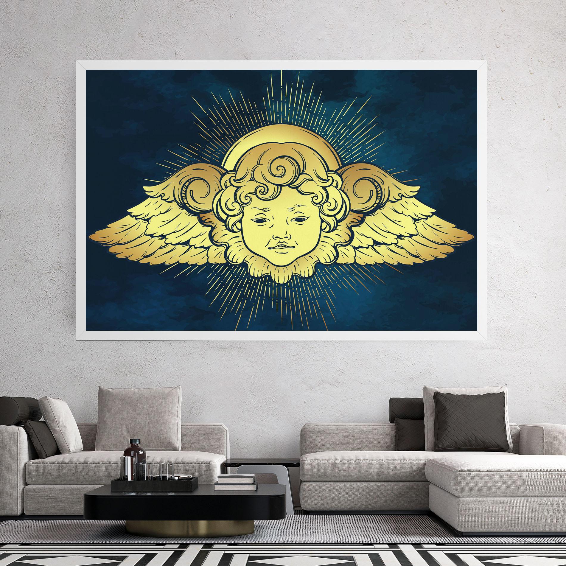 Tablou Canvas Angel Gold Head mockup 2