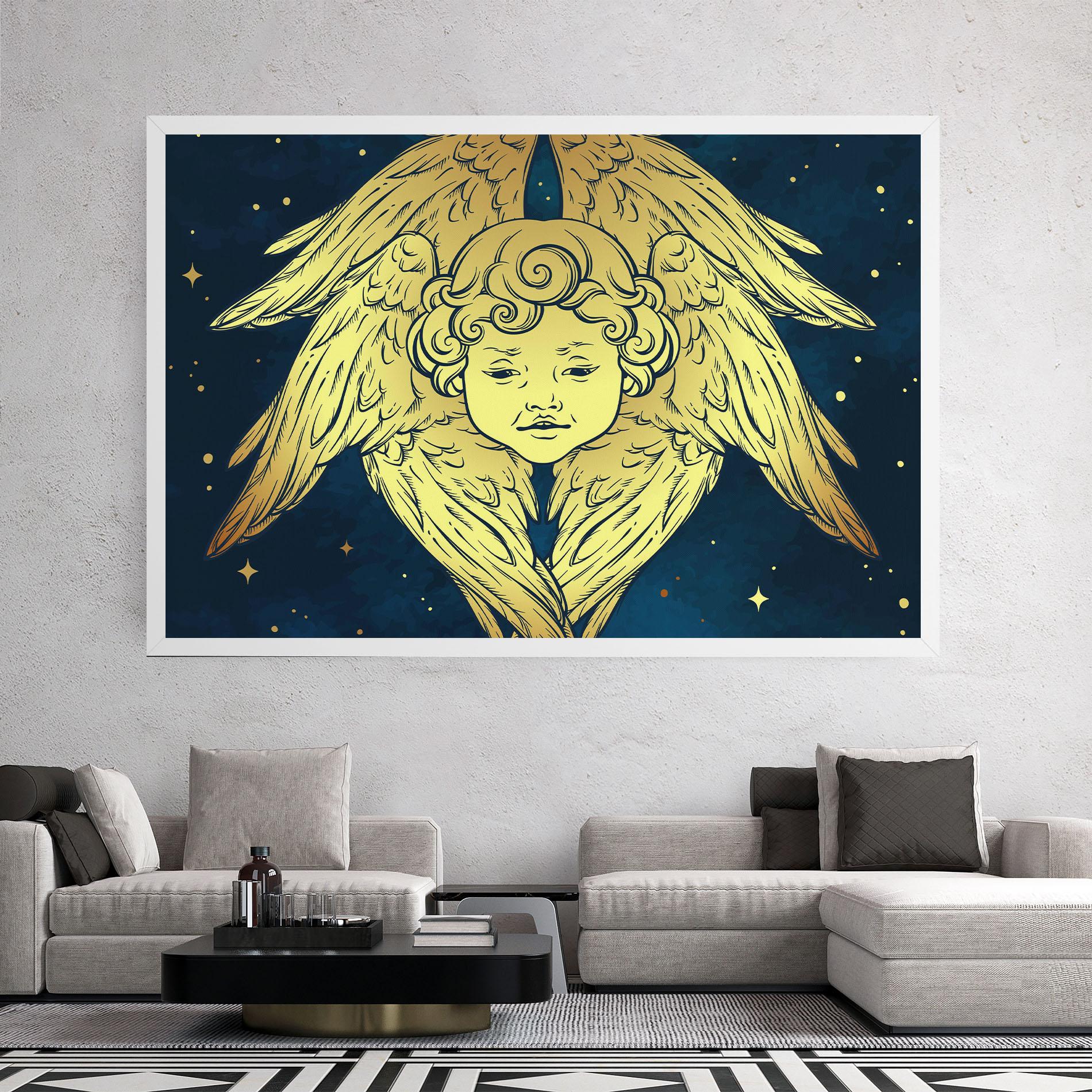 Tablou Canvas Gold Wings Angel mockup 2