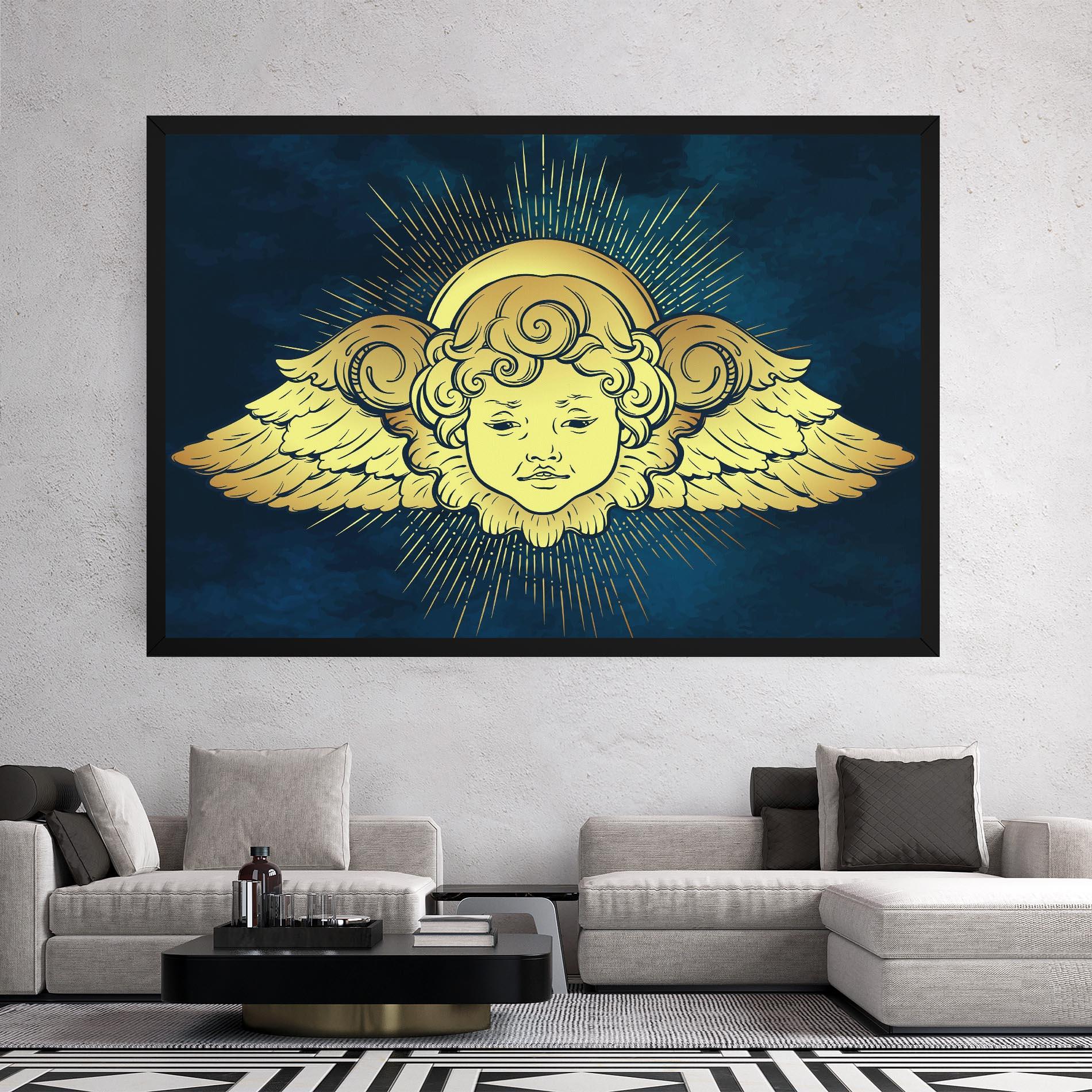 Tablou Canvas Angel Gold Head mockup 2