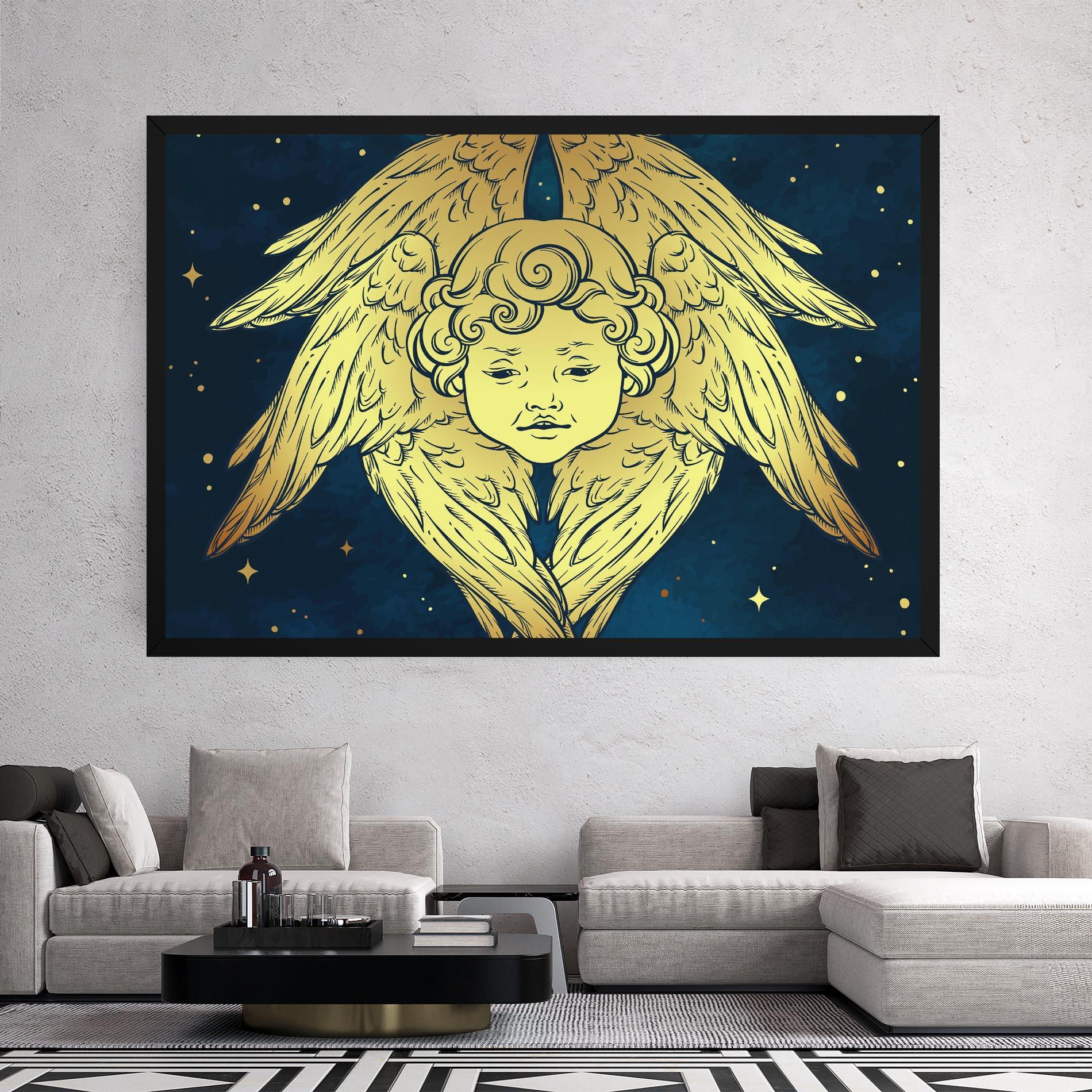 Tablou Canvas Gold Wings Angel mockup 2