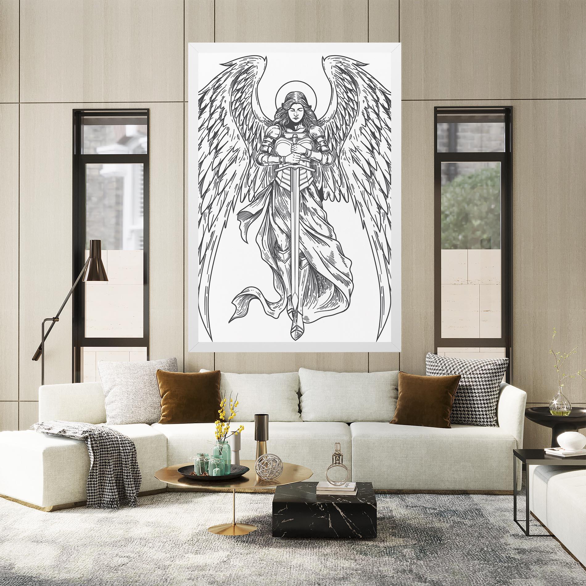 Tablou Canvas Grey Line Angel mockup 2