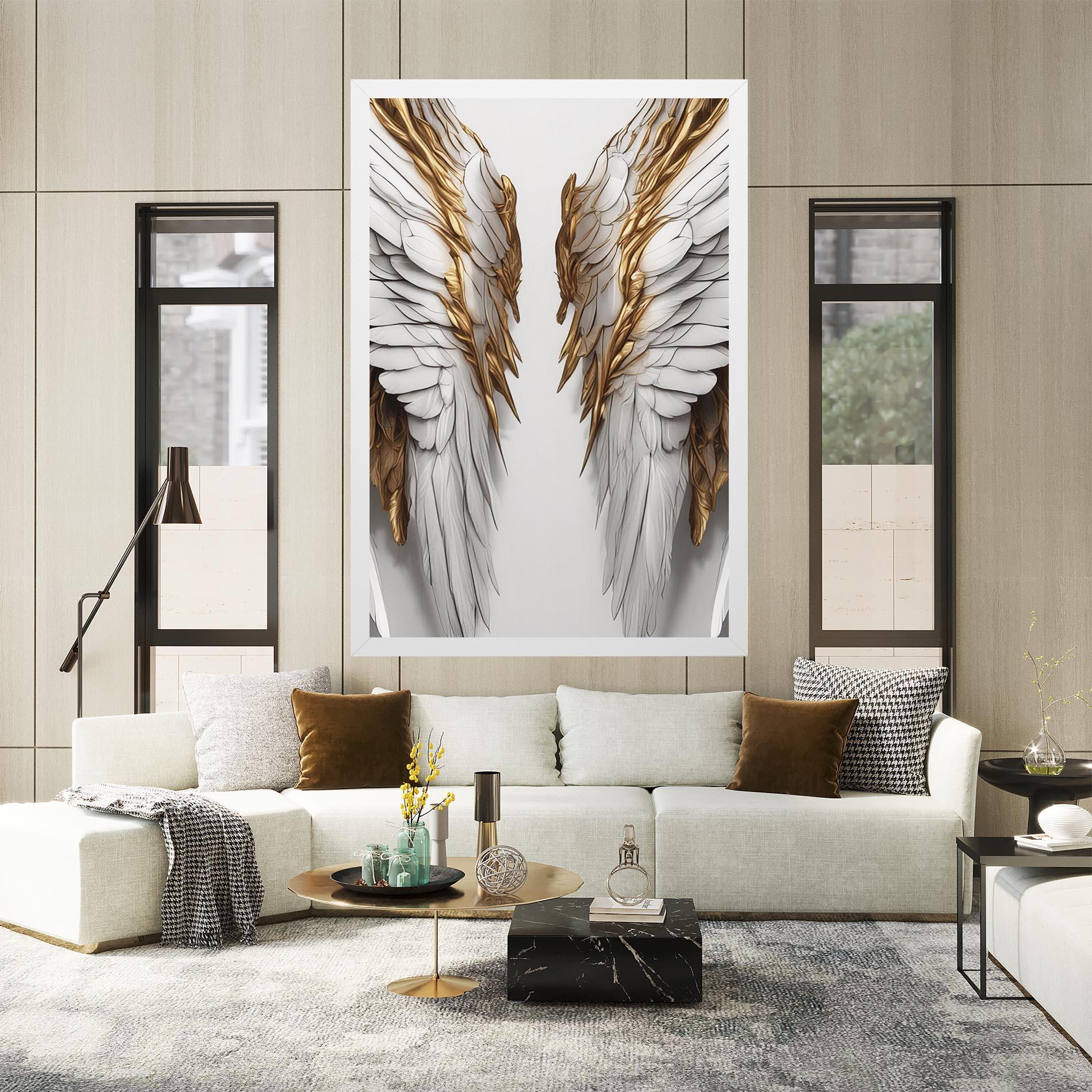 Tablou Canvas Realistic Gold Angel Wings mockup 2