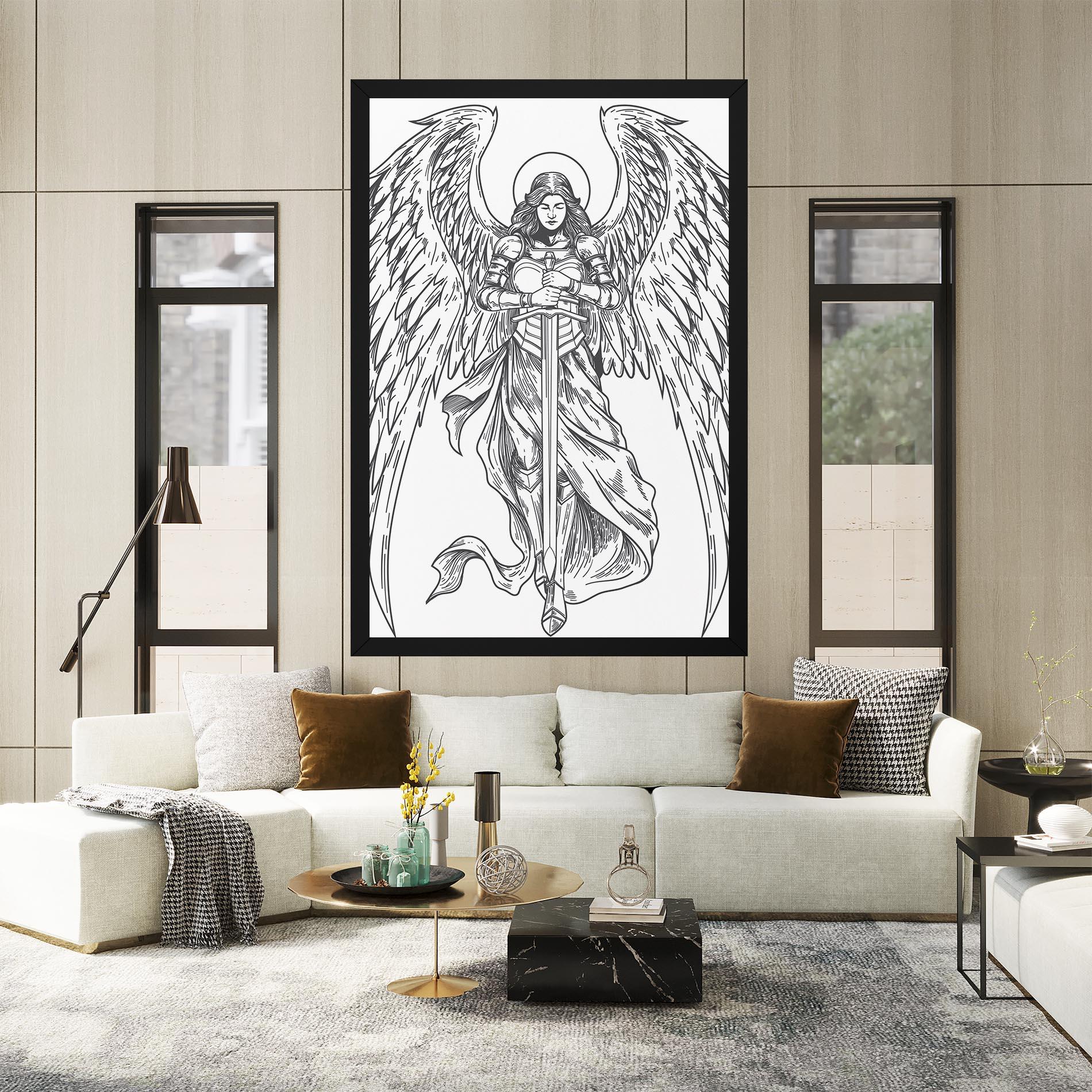 Tablou Canvas Grey Line Angel mockup 2