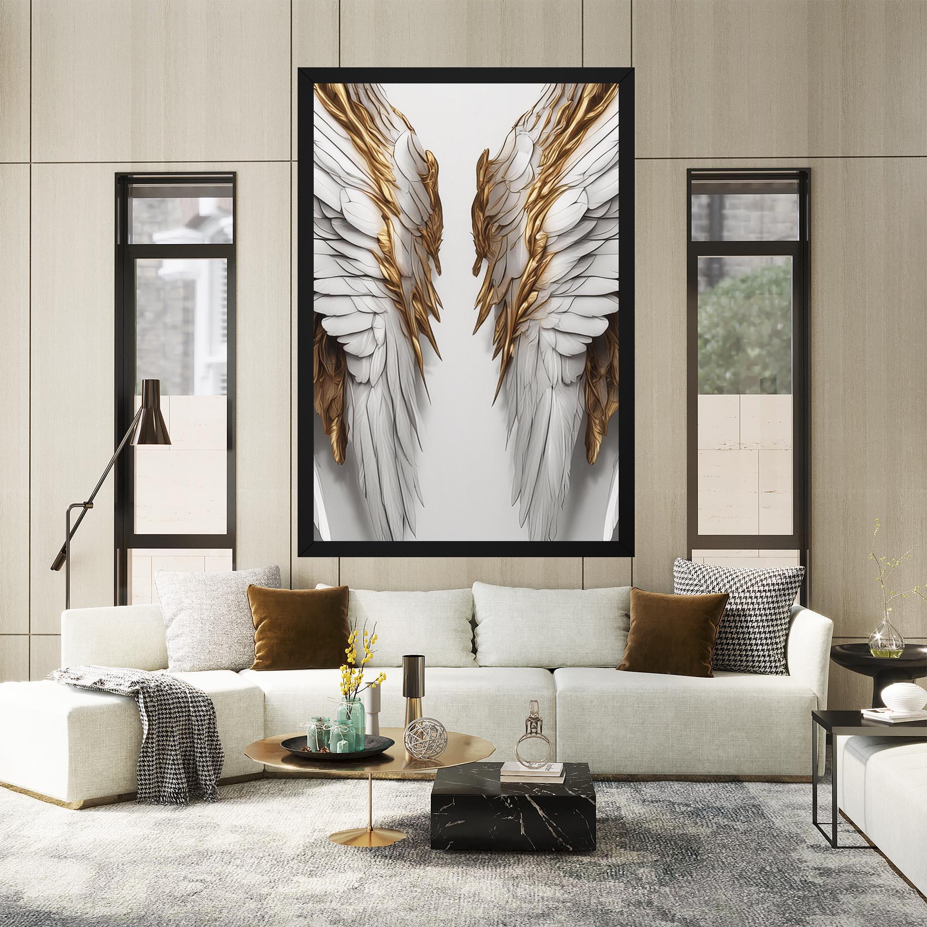 Tablou Canvas Realistic Gold Angel Wings mockup 2