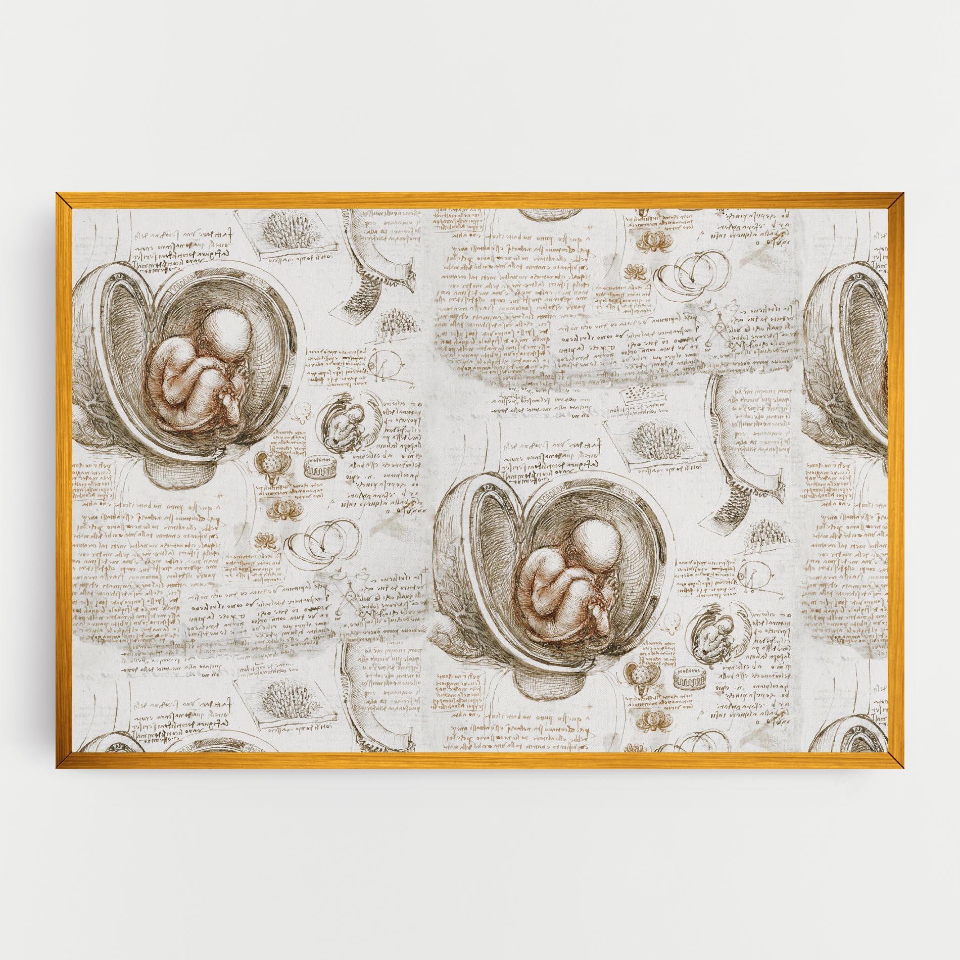 Tablou Canvas Leonardo Studies Of The Foetus mockup 0