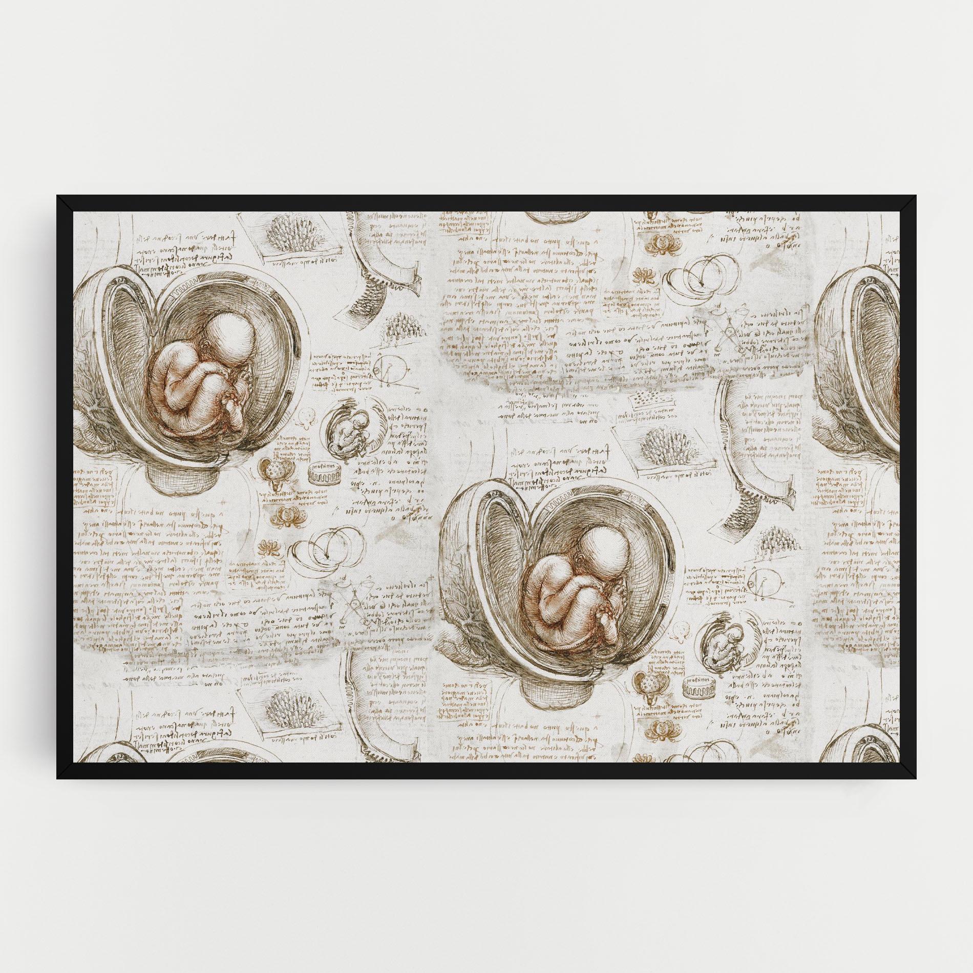 Tablou Canvas Leonardo Studies Of The Foetus mockup 0