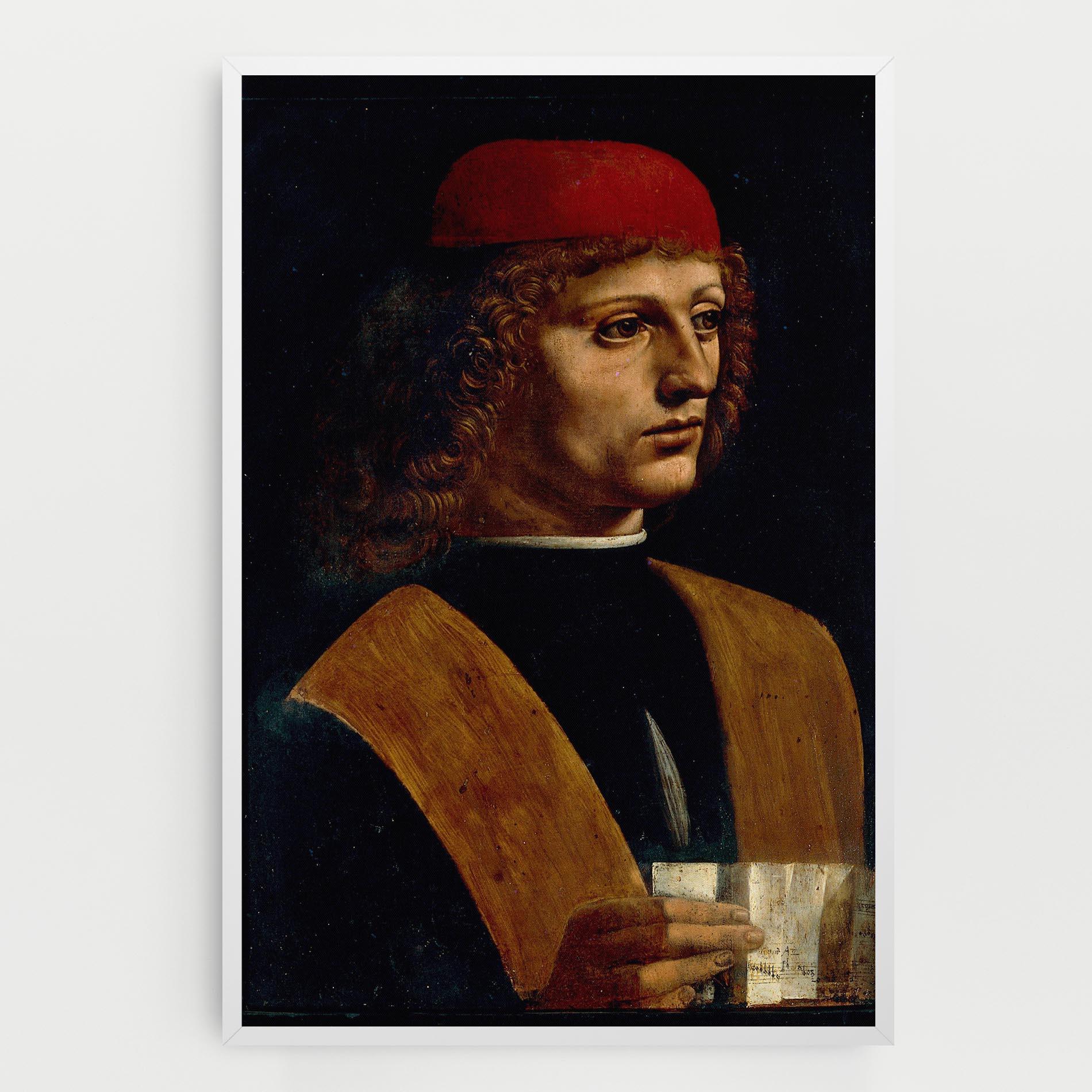 Tablou Canvas Leonardo Da Vinci Portrait Of A Musician Pinacoteca Ambrosiana mockup 0