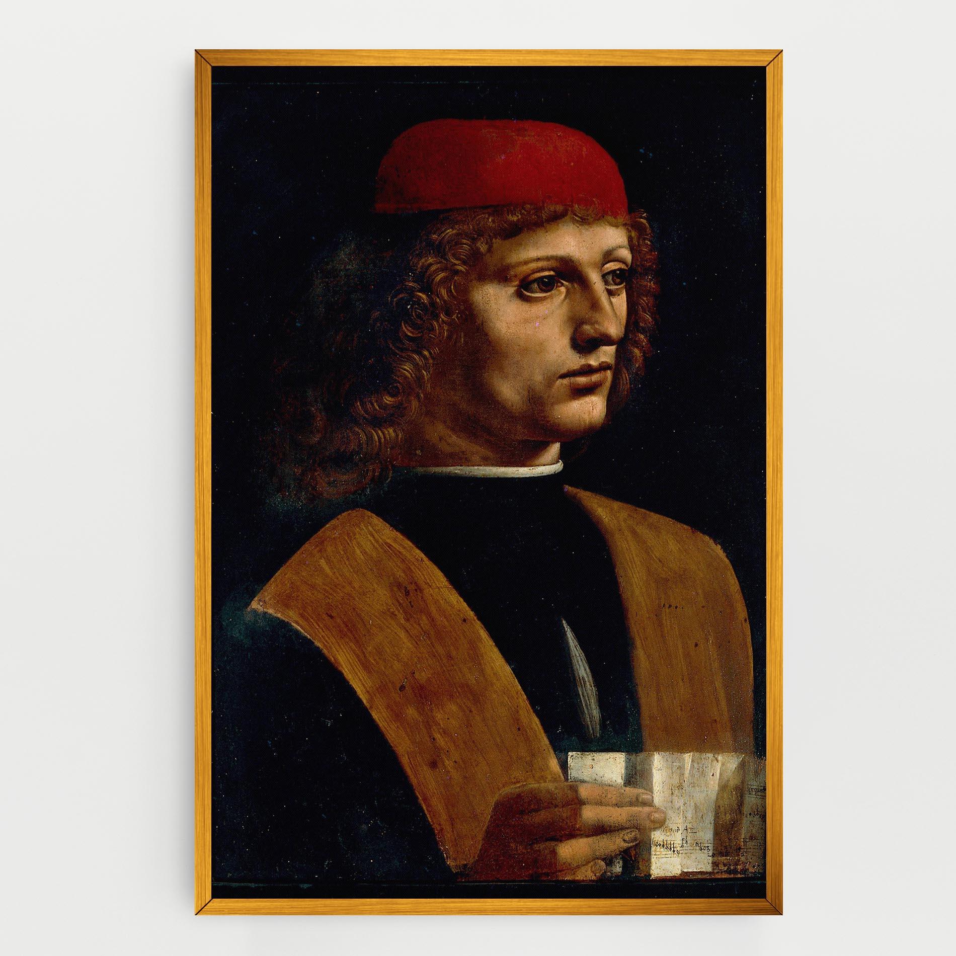 Tablou Canvas Leonardo Da Vinci Portrait Of A Musician Pinacoteca Ambrosiana mockup 0