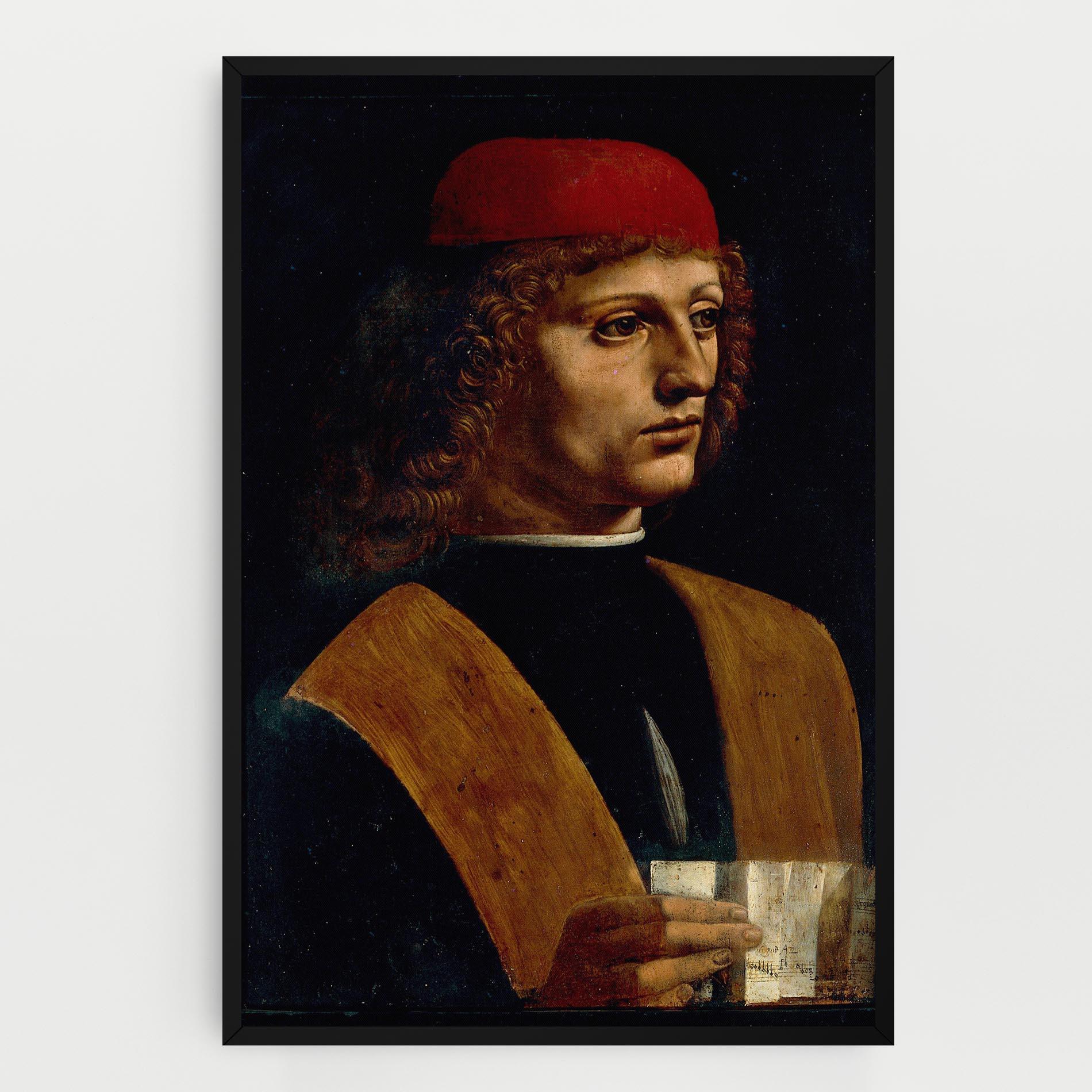 Tablou Canvas Leonardo Da Vinci Portrait Of A Musician Pinacoteca Ambrosiana mockup 0
