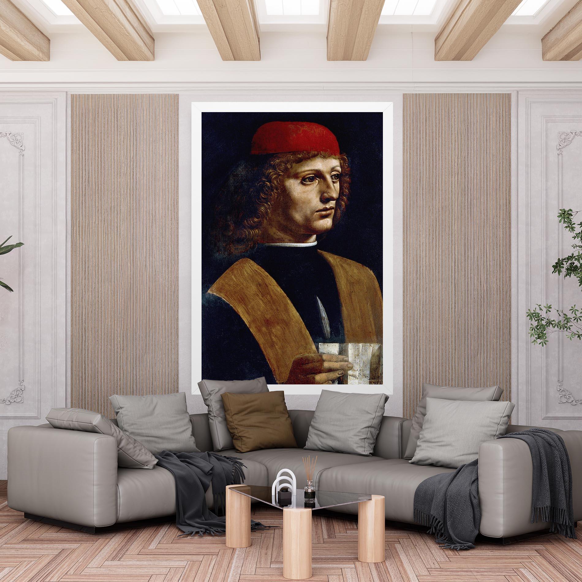 Tablou Canvas Leonardo Da Vinci's The Portrait Of A Musician mockup 6