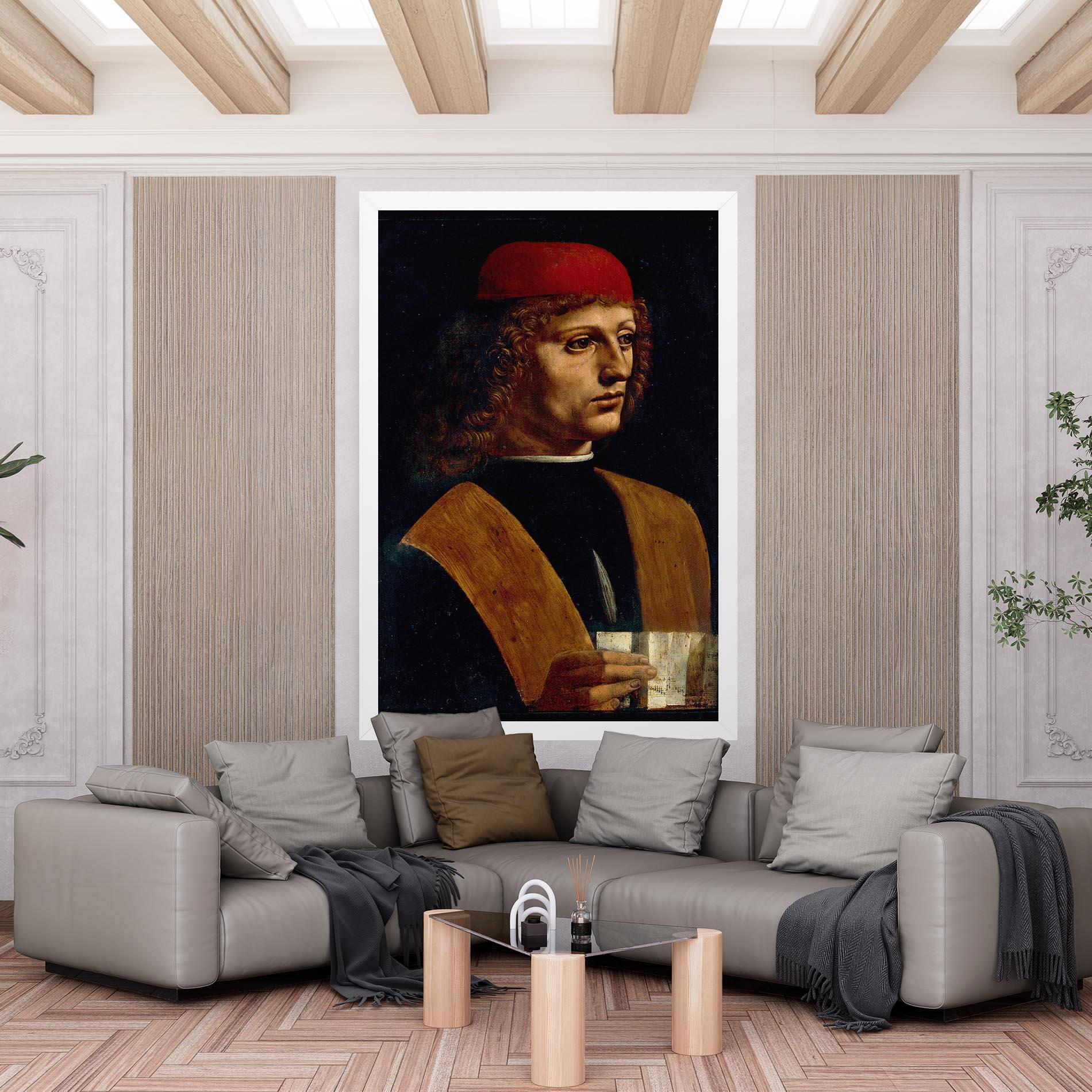 Tablou Canvas Leonardo Da Vinci Portrait Of A Musician Pinacoteca Ambrosiana mockup 6