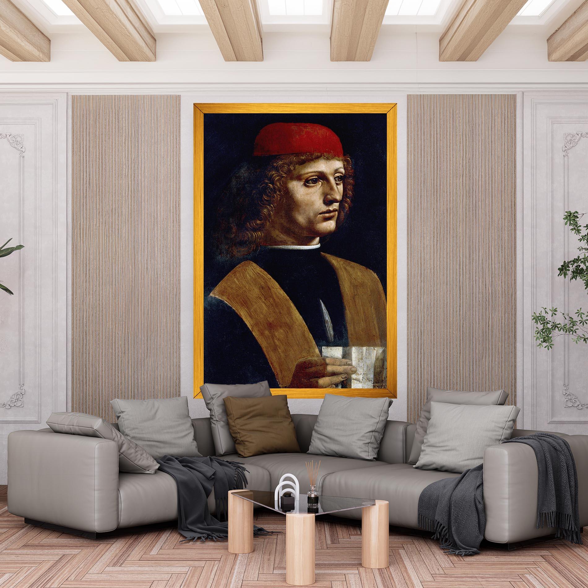 Tablou Canvas Leonardo Da Vinci's The Portrait Of A Musician mockup 6