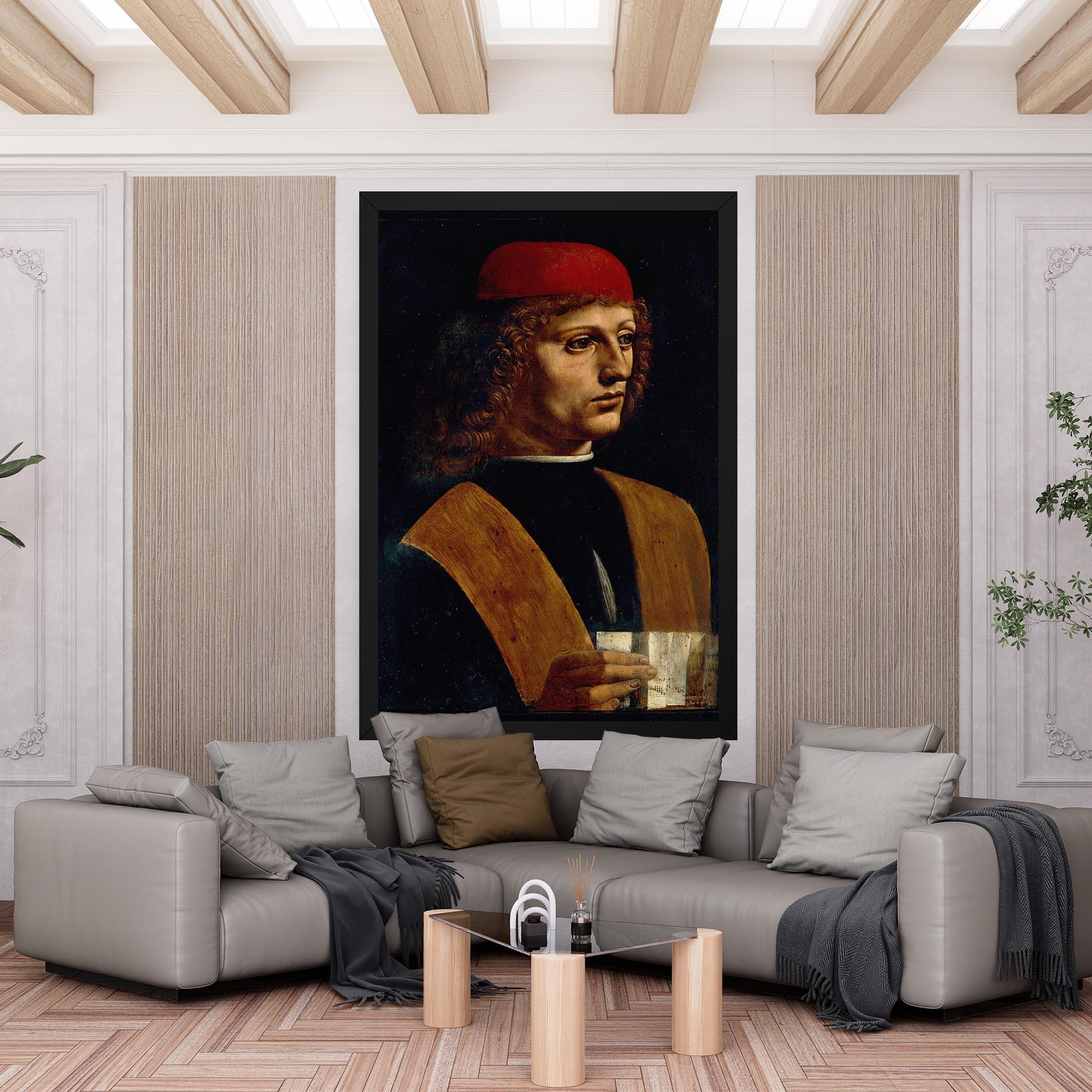 Tablou Canvas Leonardo Da Vinci Portrait Of A Musician Pinacoteca Ambrosiana mockup 6