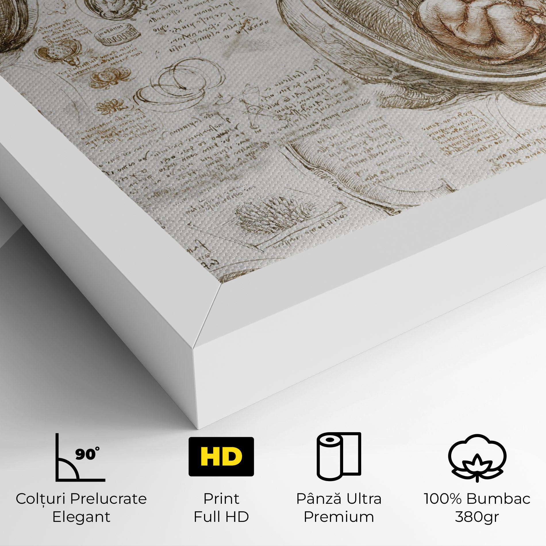 Tablou Canvas Leonardo Studies Of The Foetus mockup 4