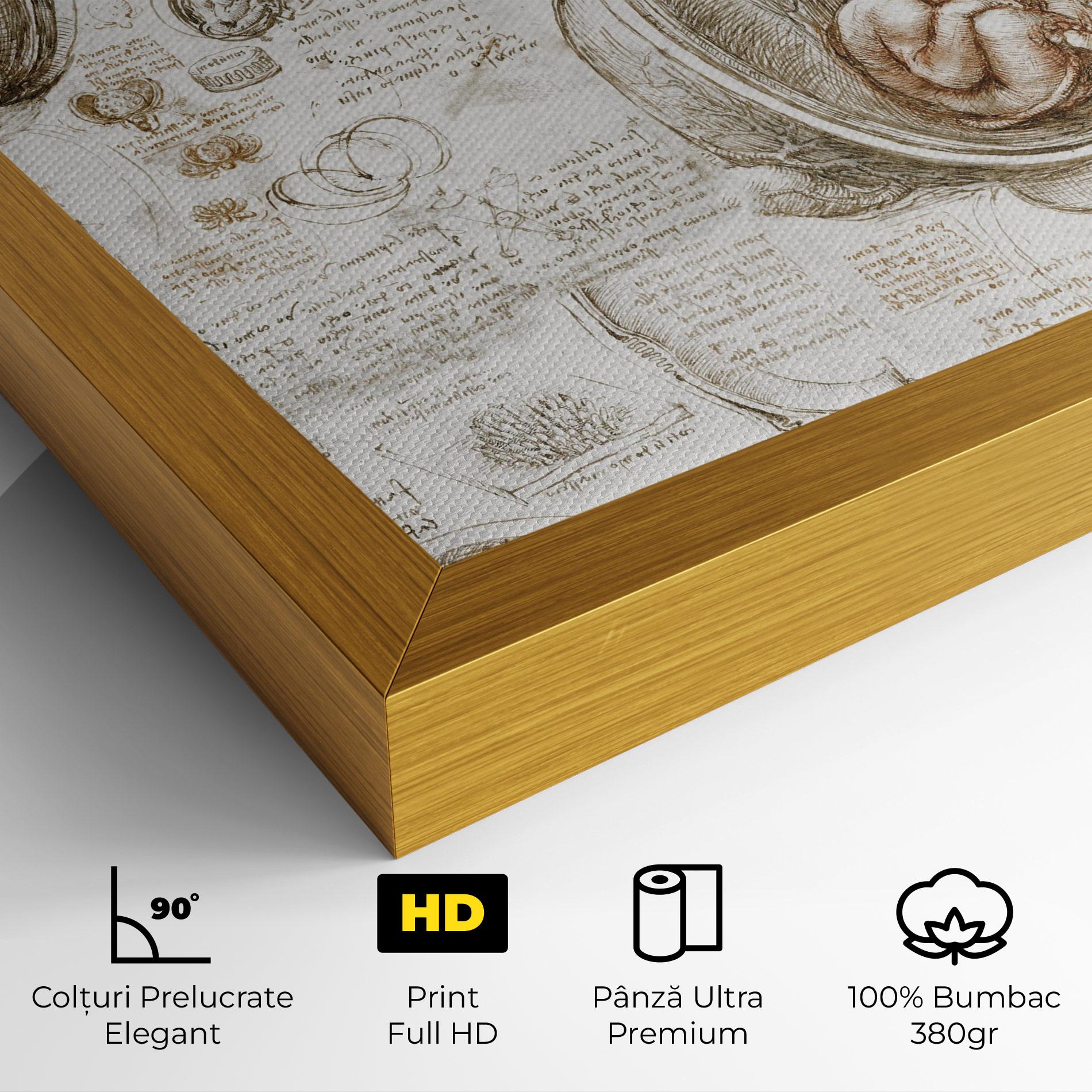 Tablou Canvas Leonardo Studies Of The Foetus mockup 4