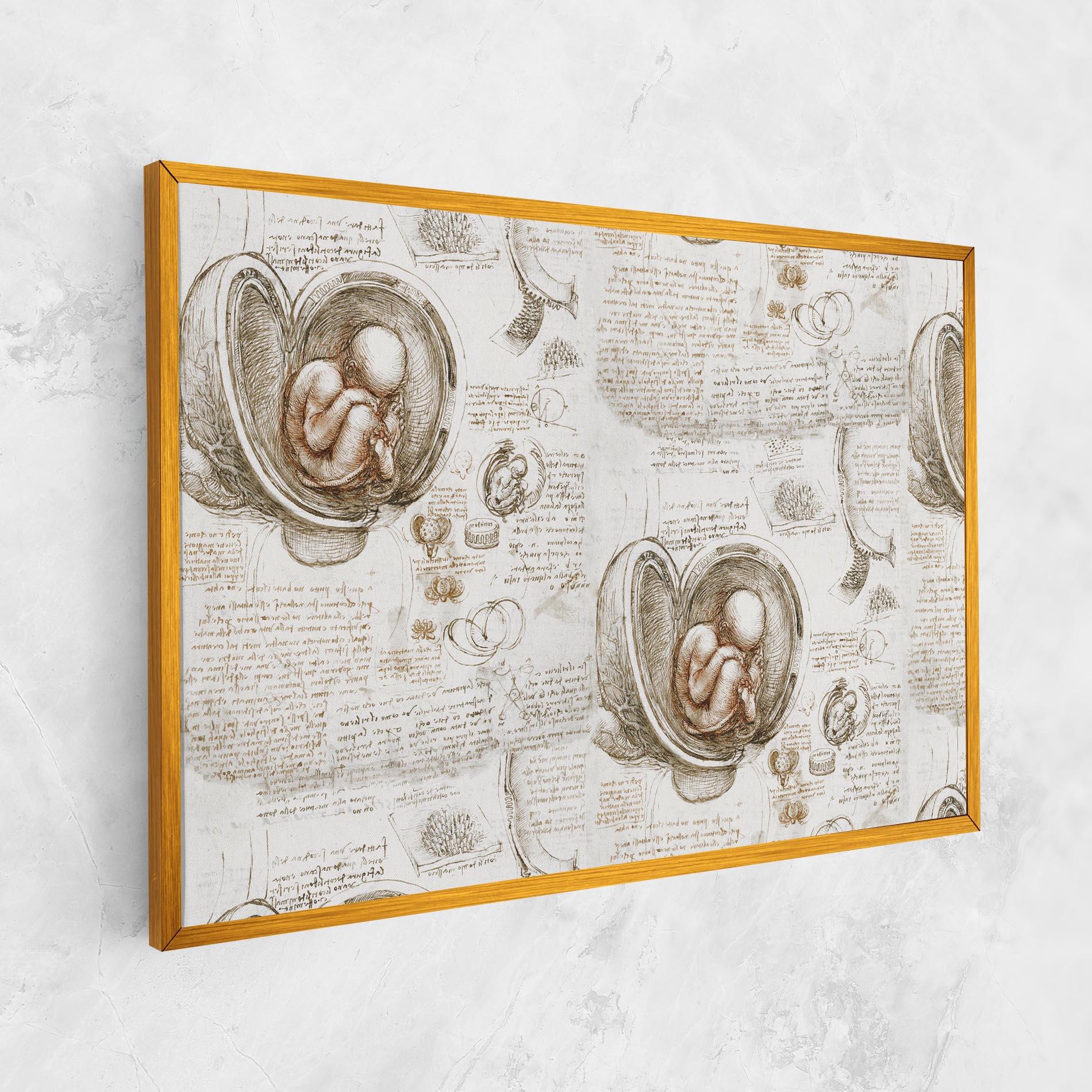 Tablou Canvas Leonardo Studies Of The Foetus mockup 1