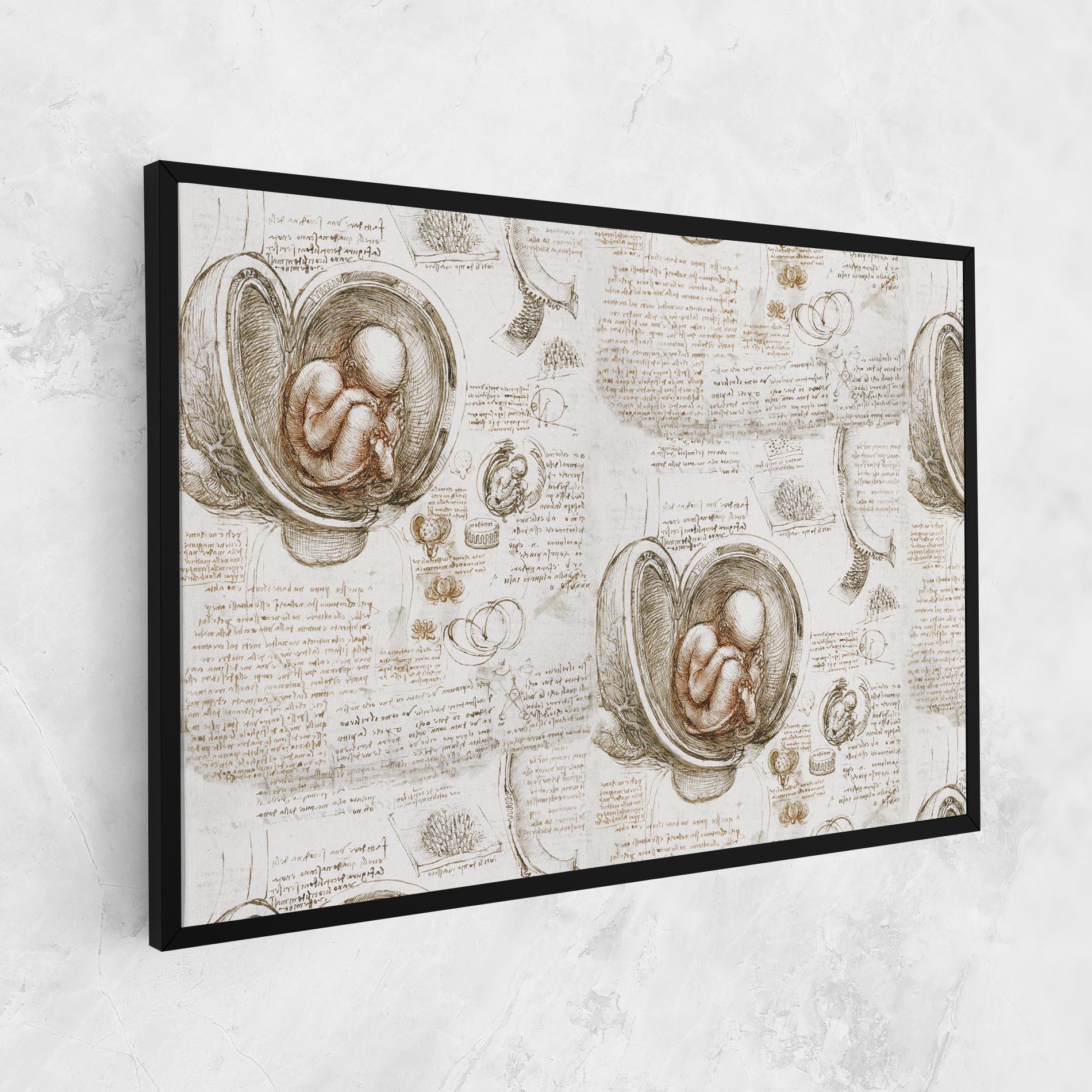 Tablou Canvas Leonardo Studies Of The Foetus mockup 1