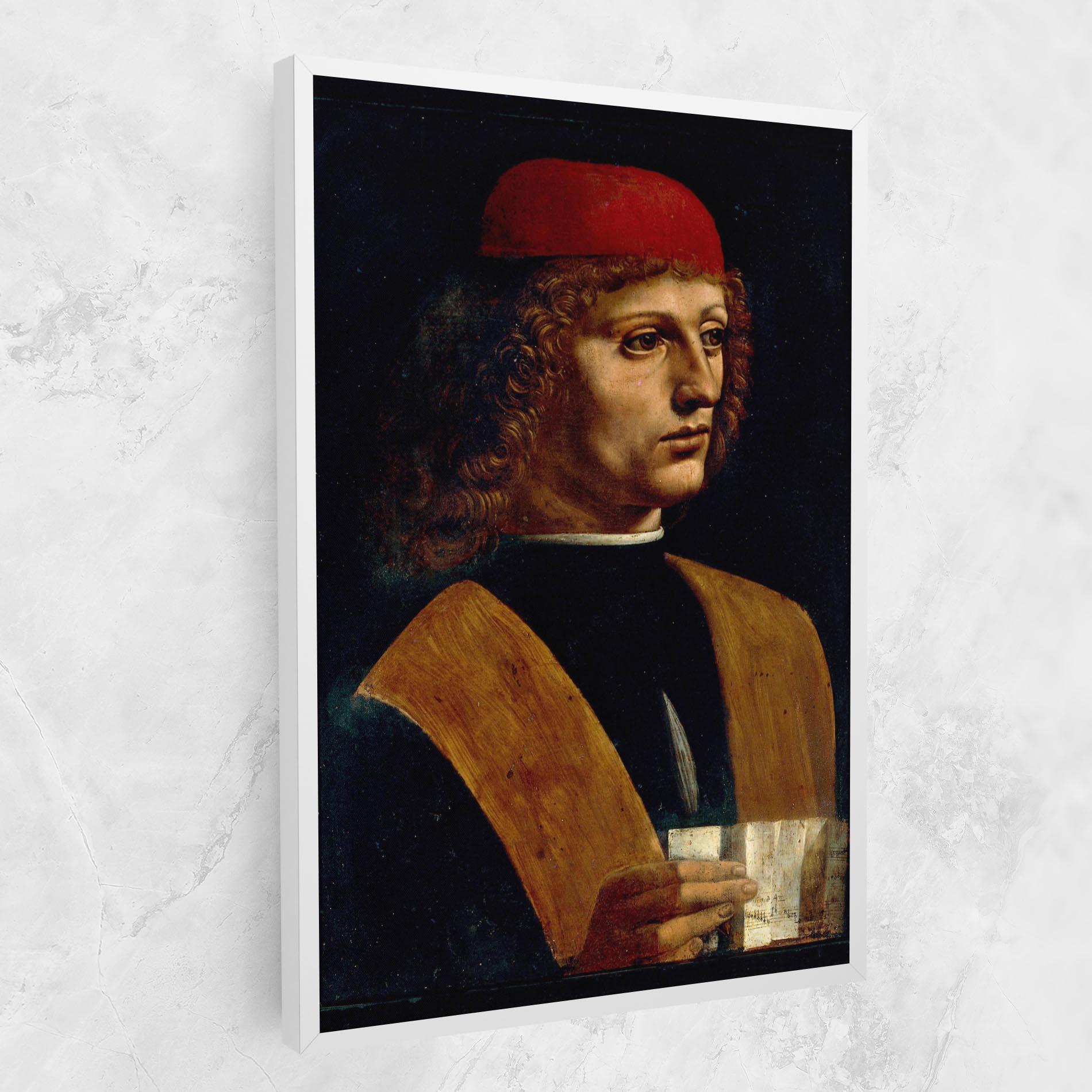 Tablou Canvas Leonardo Da Vinci Portrait Of A Musician Pinacoteca Ambrosiana mockup 1