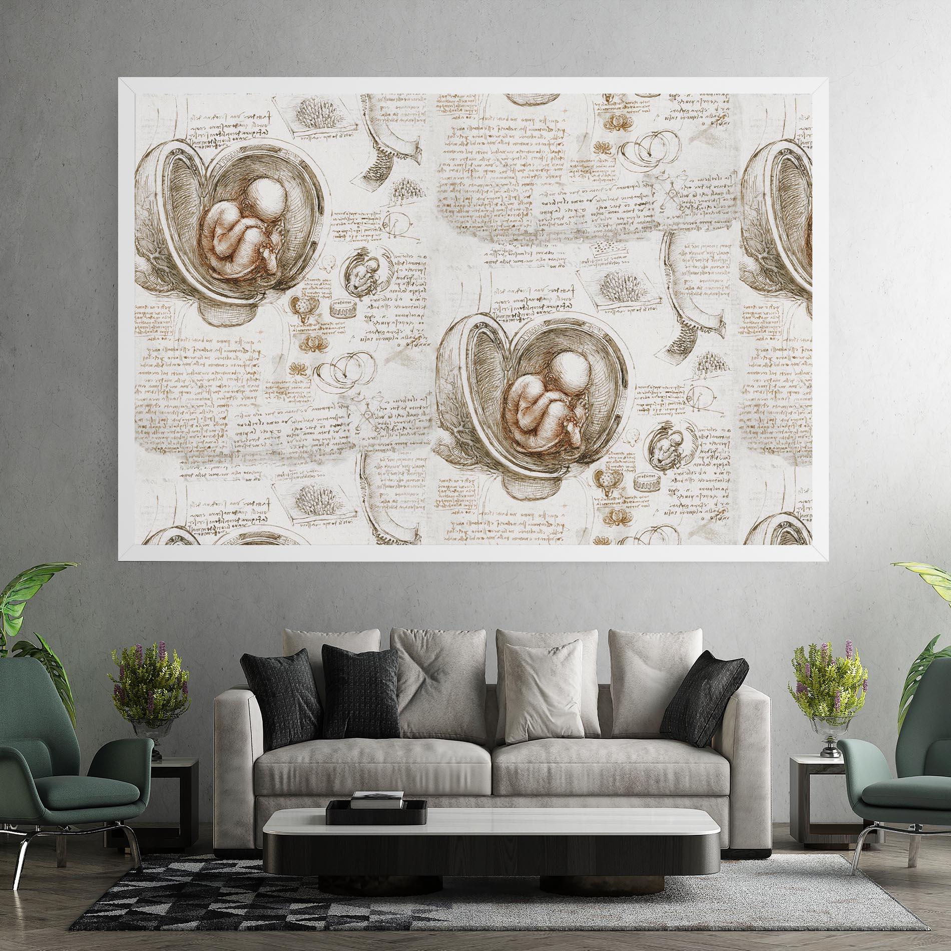 Tablou Canvas Leonardo Studies Of The Foetus mockup 7