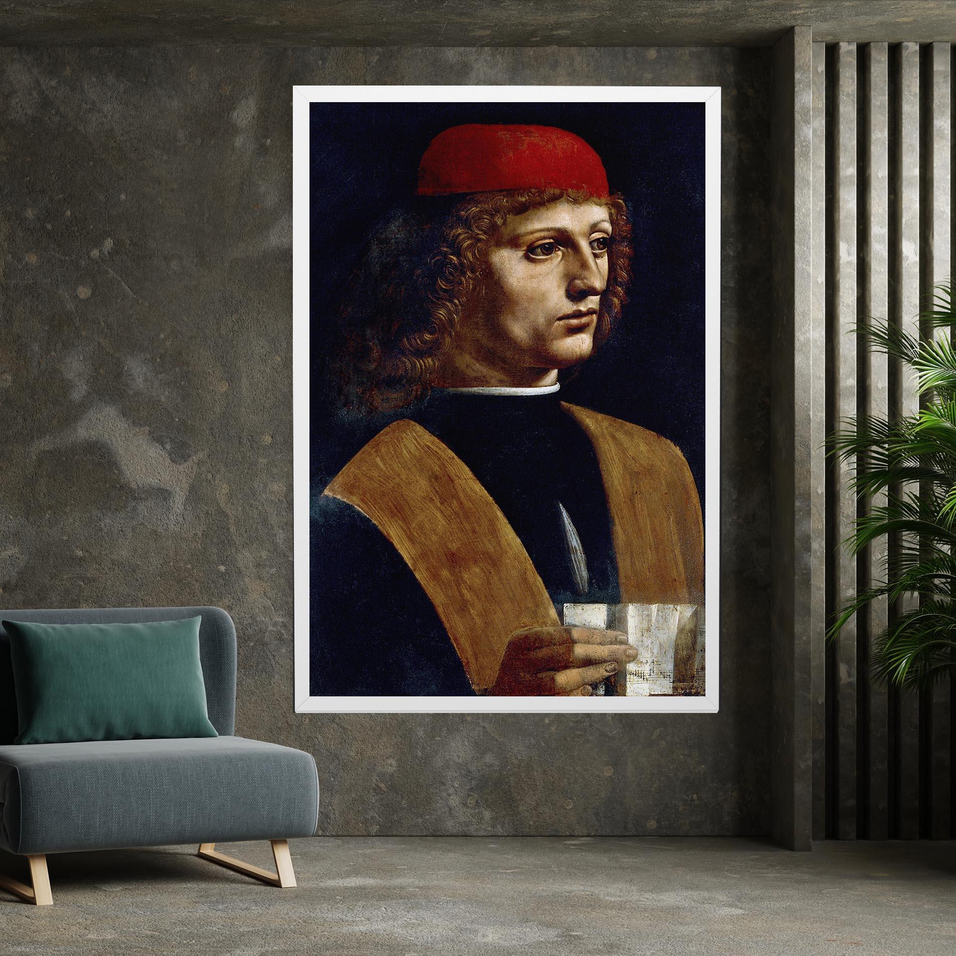 Tablou Canvas Leonardo Da Vinci's The Portrait Of A Musician mockup 7