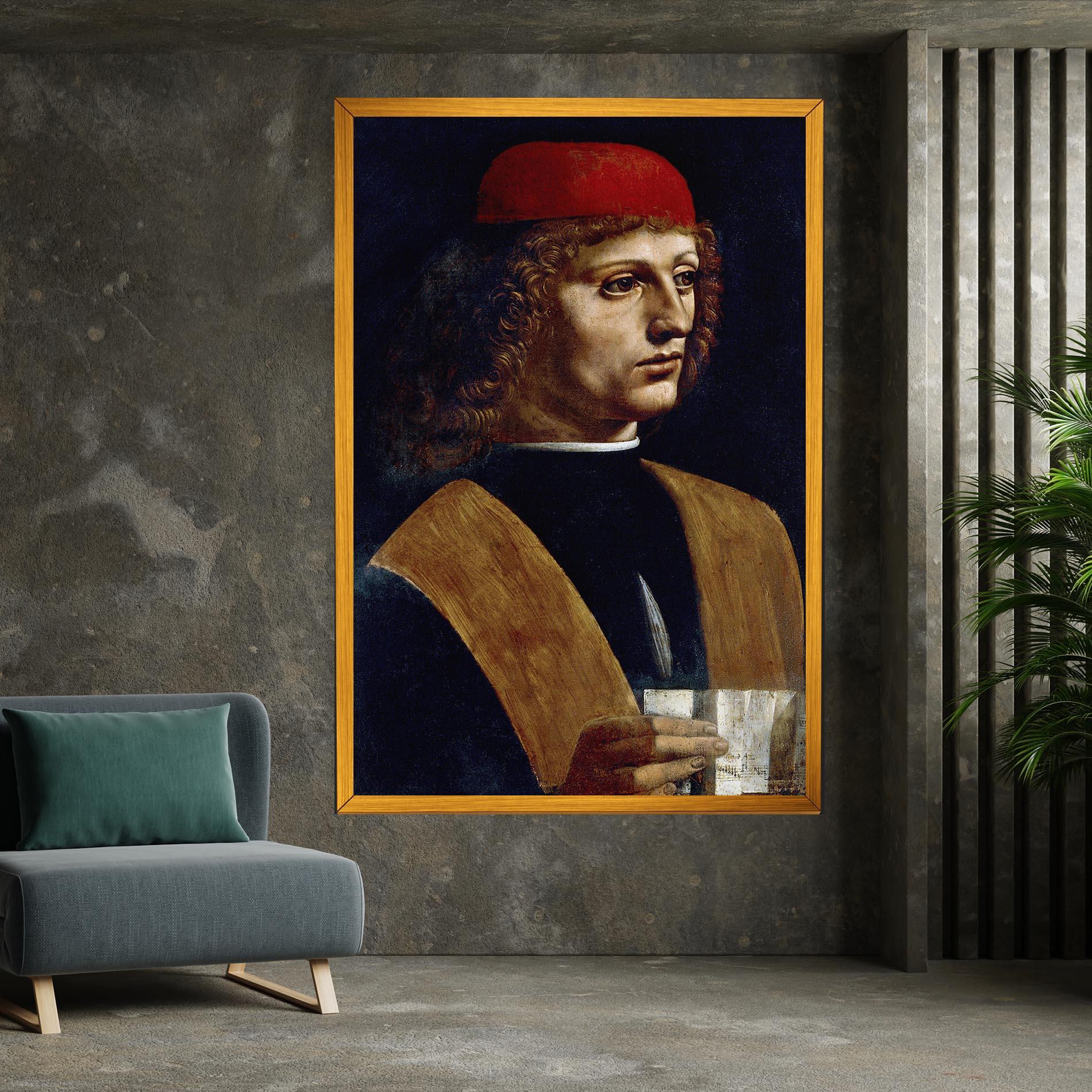 Tablou Canvas Leonardo Da Vinci's The Portrait Of A Musician mockup 7
