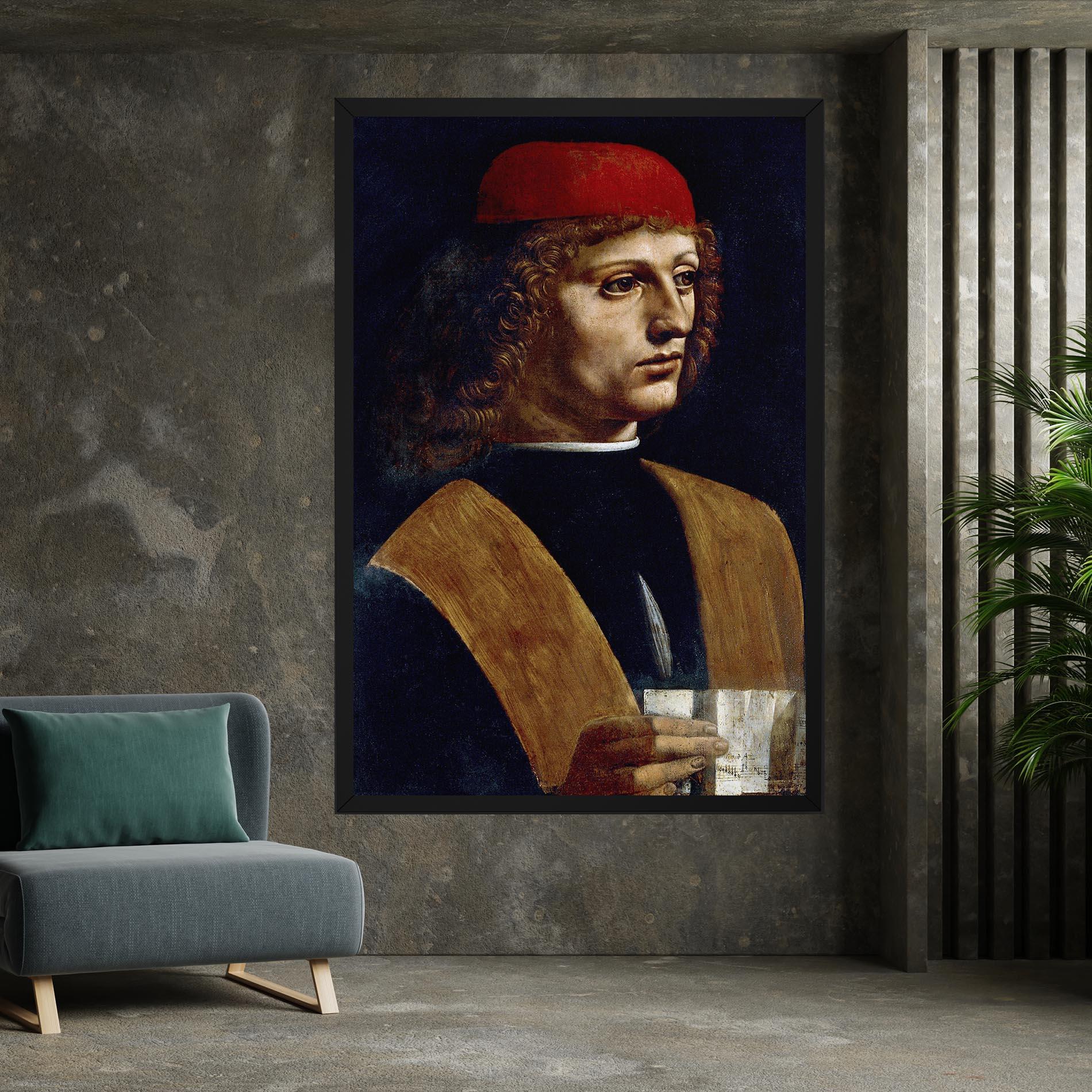 Tablou Canvas Leonardo Da Vinci's The Portrait Of A Musician mockup 7