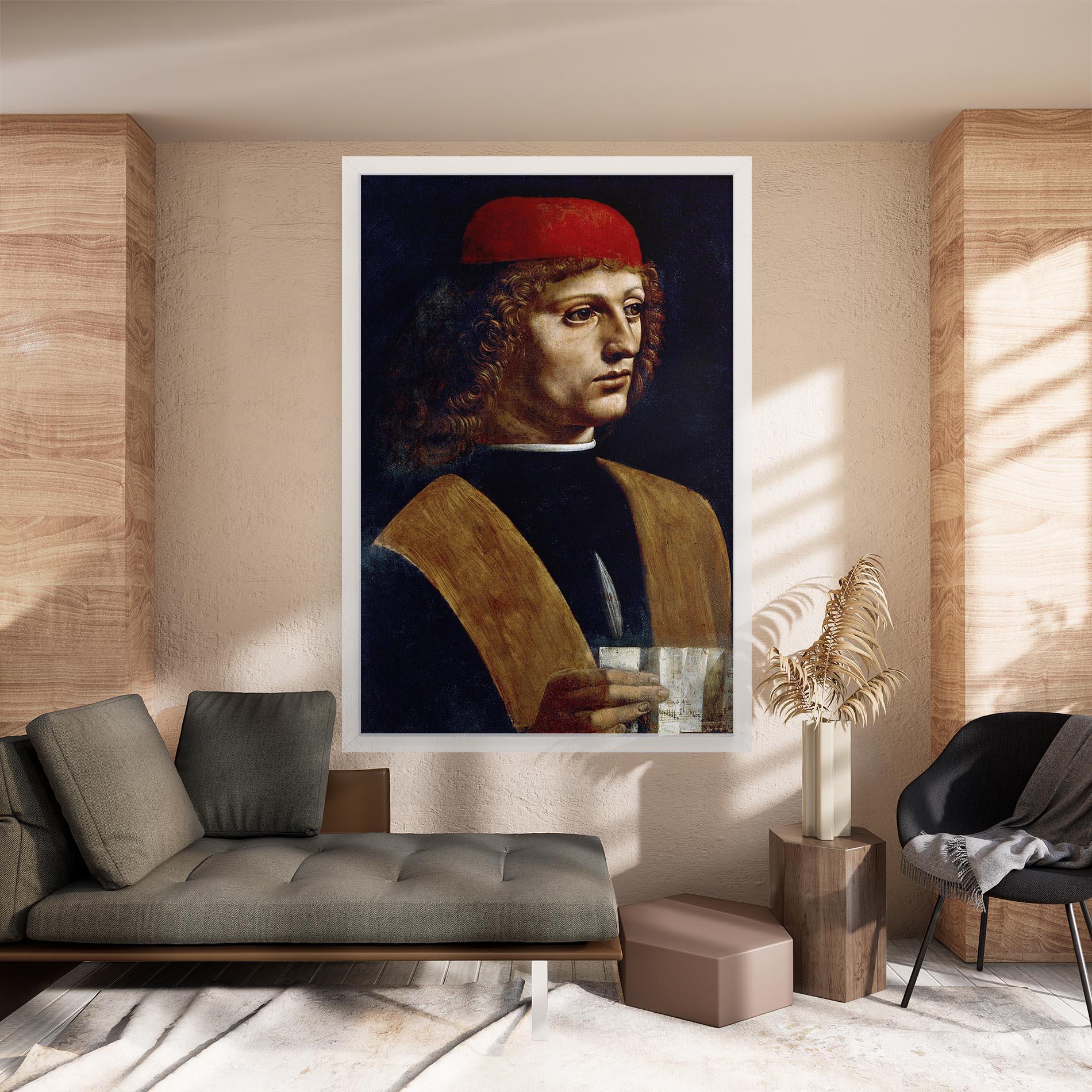Tablou Canvas Leonardo Da Vinci's The Portrait Of A Musician mockup 8