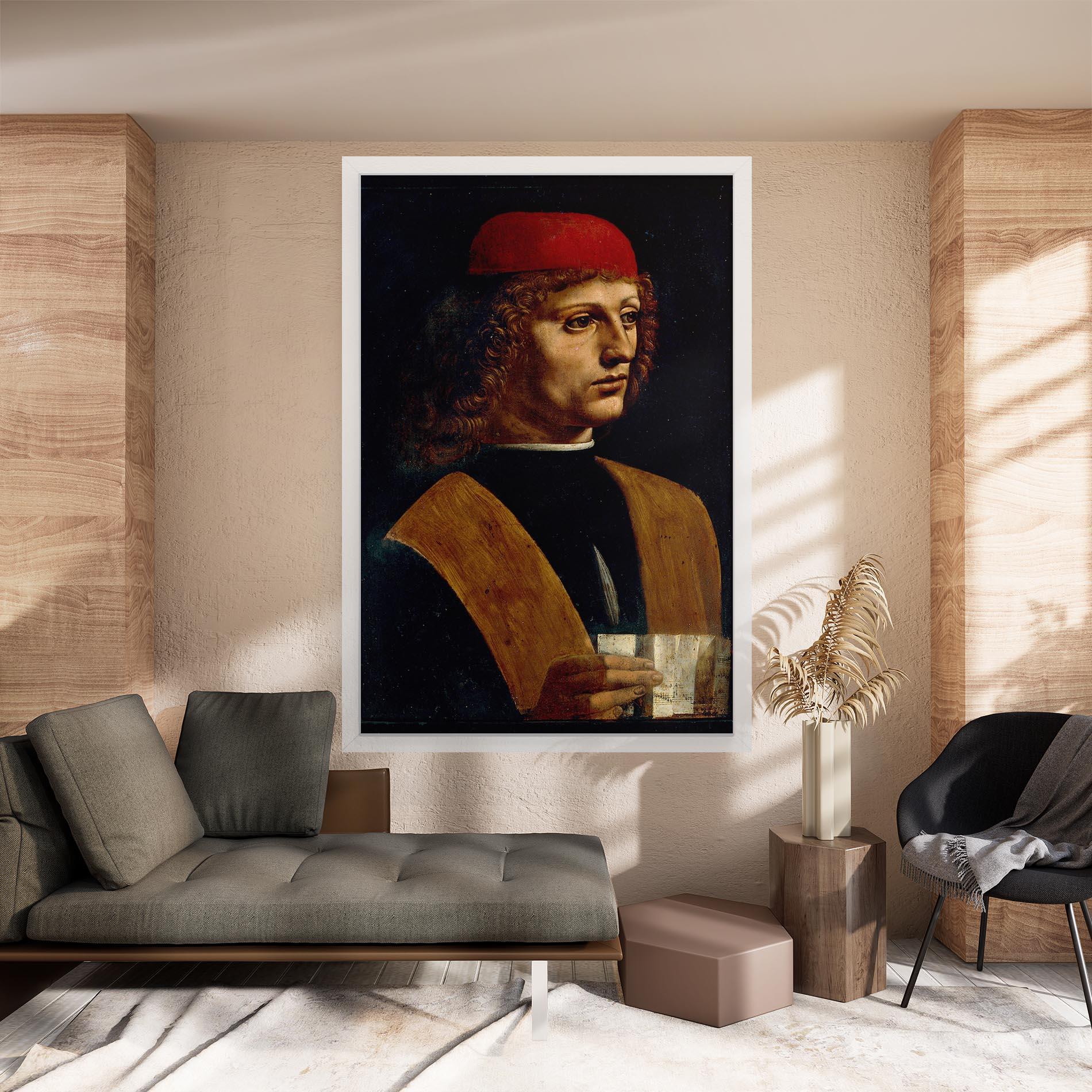 Tablou Canvas Leonardo Da Vinci Portrait Of A Musician Pinacoteca Ambrosiana mockup 8