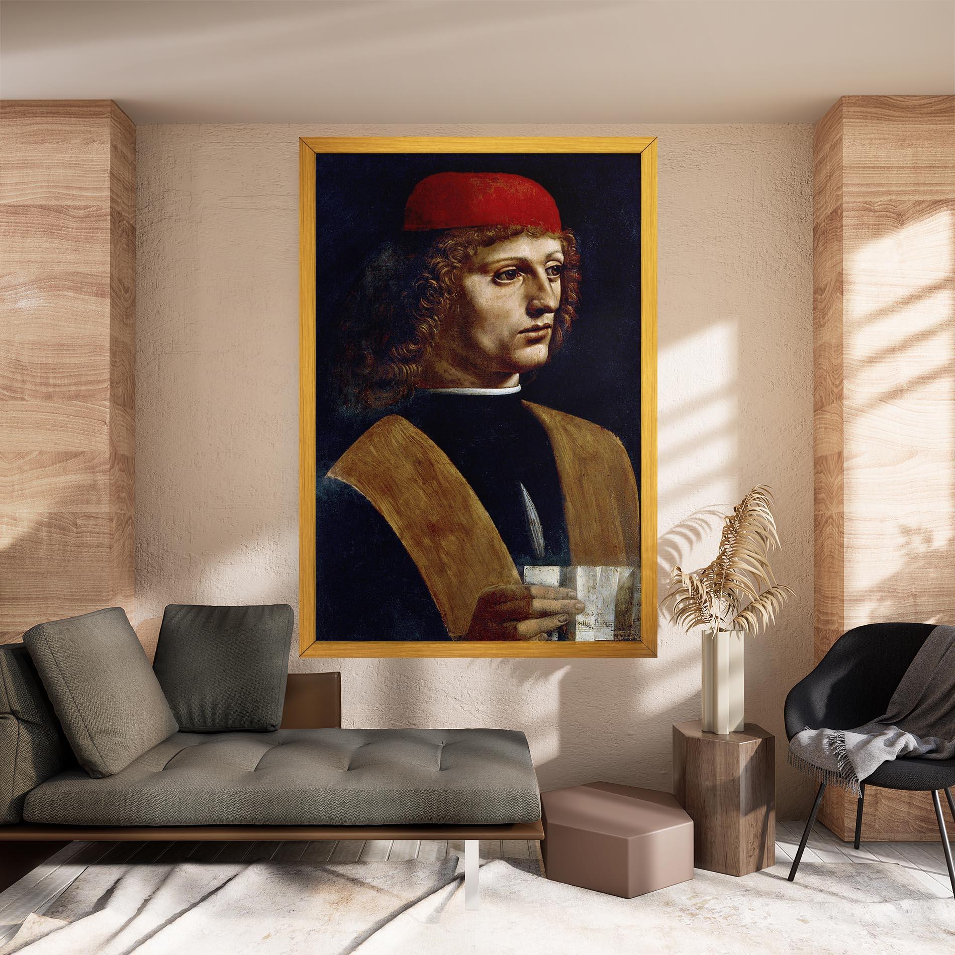 Tablou Canvas Leonardo Da Vinci's The Portrait Of A Musician mockup 8