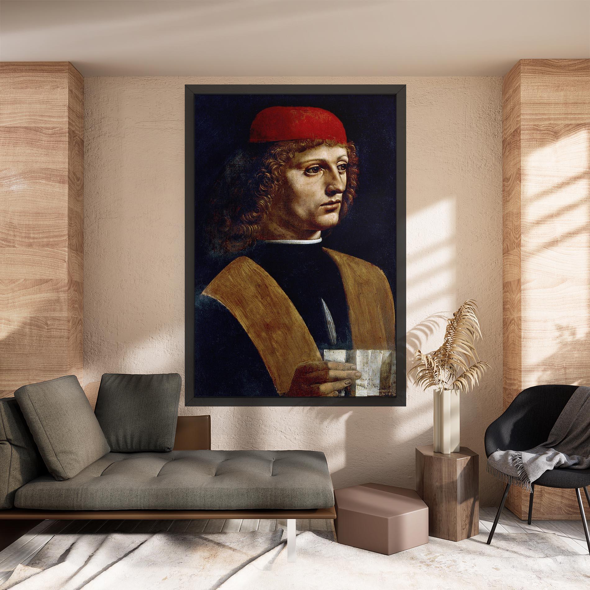 Tablou Canvas Leonardo Da Vinci's The Portrait Of A Musician mockup 8