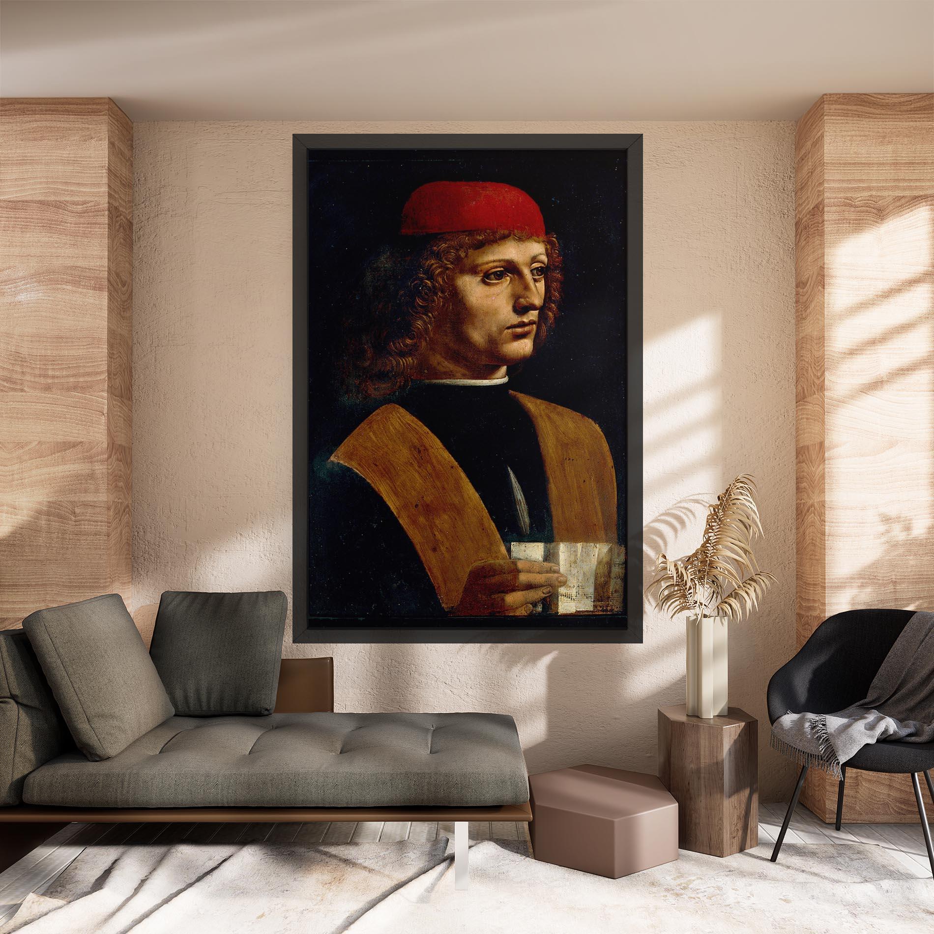Tablou Canvas Leonardo Da Vinci Portrait Of A Musician Pinacoteca Ambrosiana mockup 8