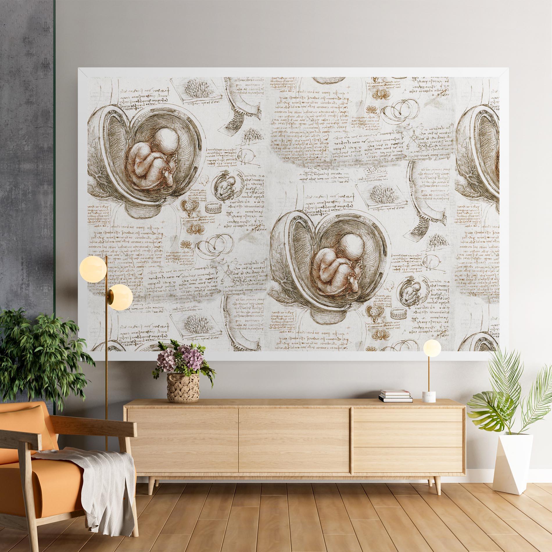 Tablou Canvas Leonardo Studies Of The Foetus mockup 9