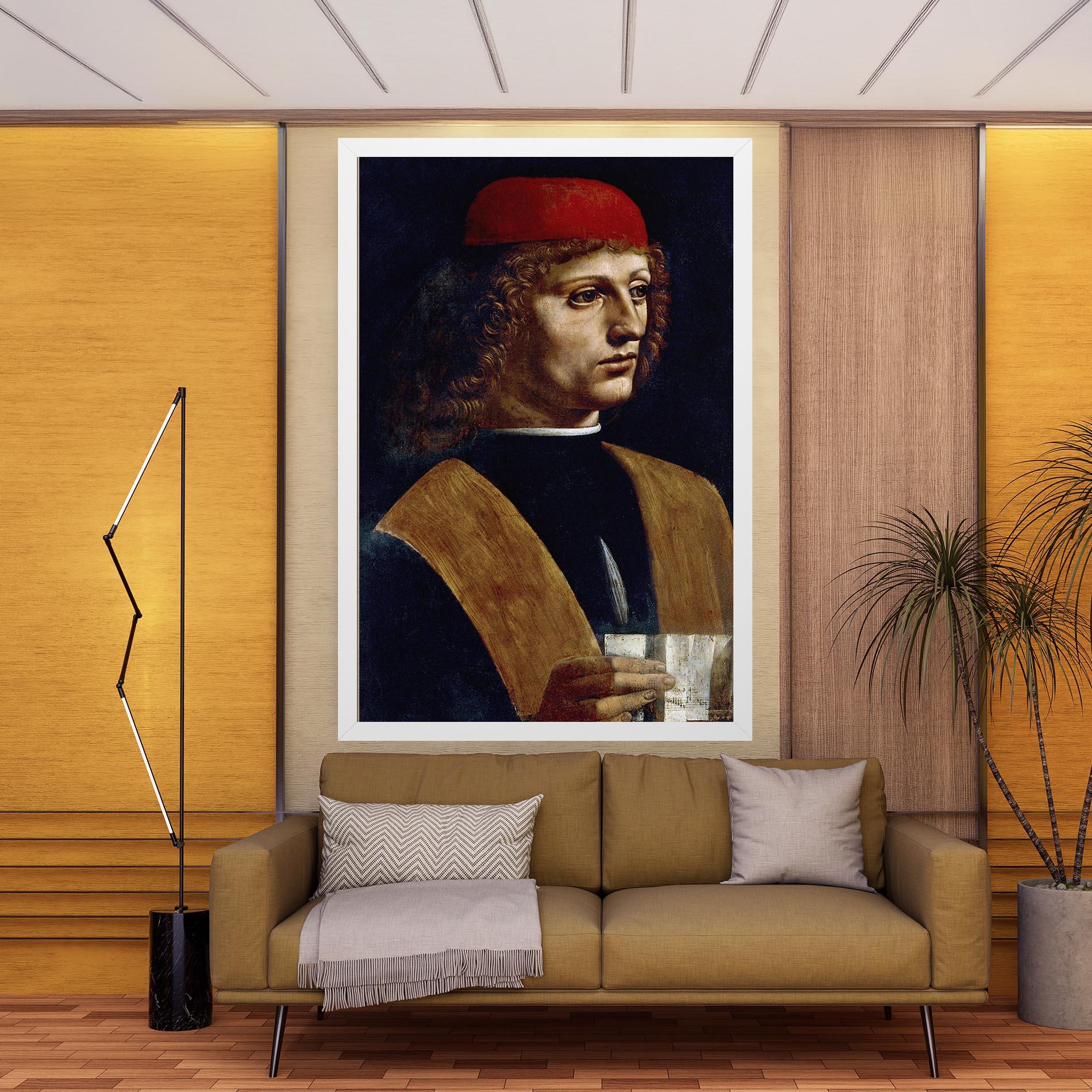 Tablou Canvas Leonardo Da Vinci's The Portrait Of A Musician mockup 9