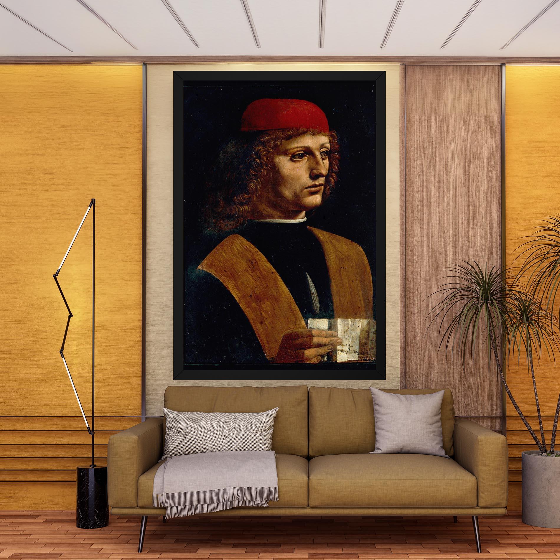 Tablou Canvas Leonardo Da Vinci Portrait Of A Musician Pinacoteca Ambrosiana mockup 9