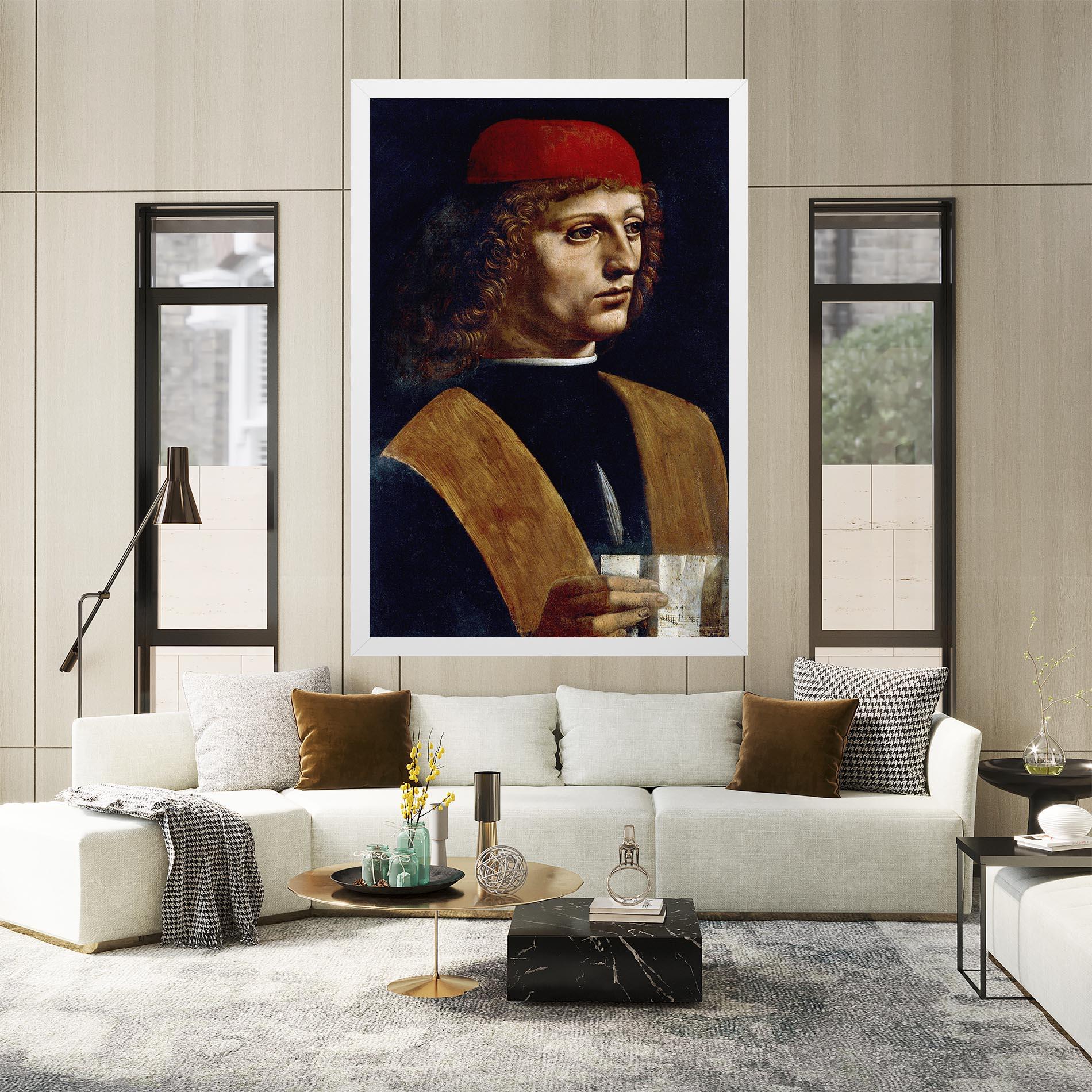 Tablou Canvas Leonardo Da Vinci's The Portrait Of A Musician mockup 2