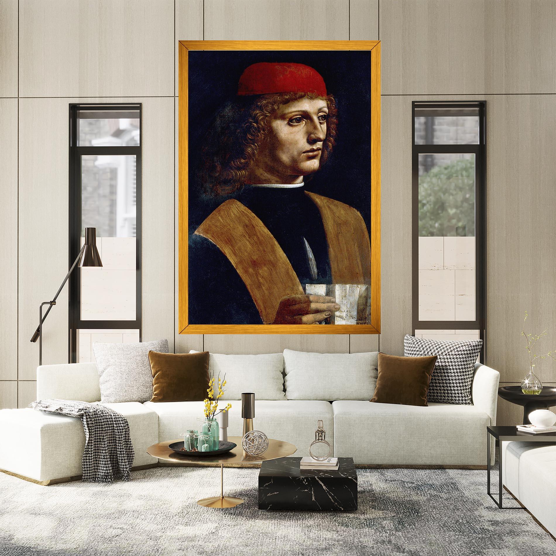 Tablou Canvas Leonardo Da Vinci's The Portrait Of A Musician mockup 2