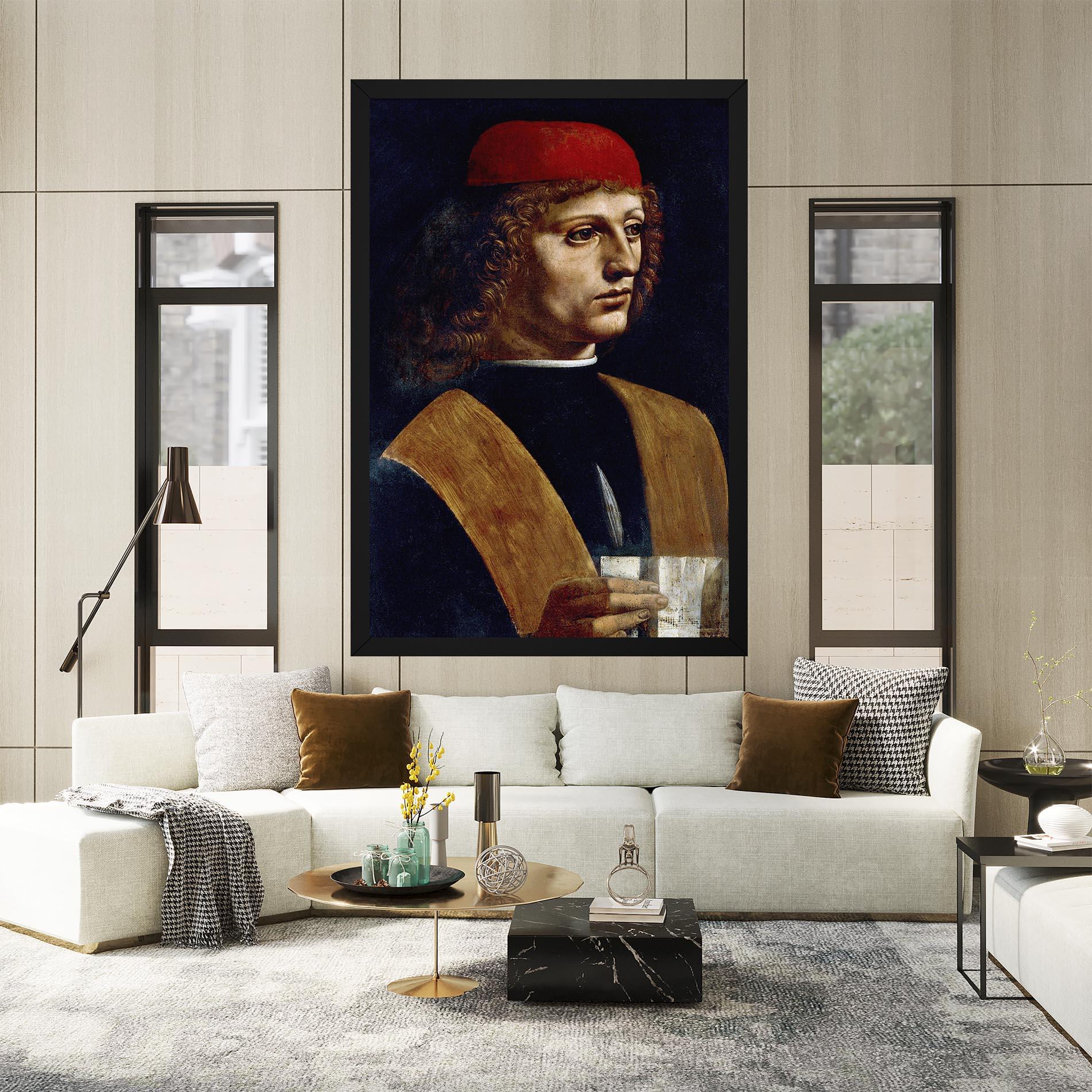 Tablou Canvas Leonardo Da Vinci's The Portrait Of A Musician mockup 2