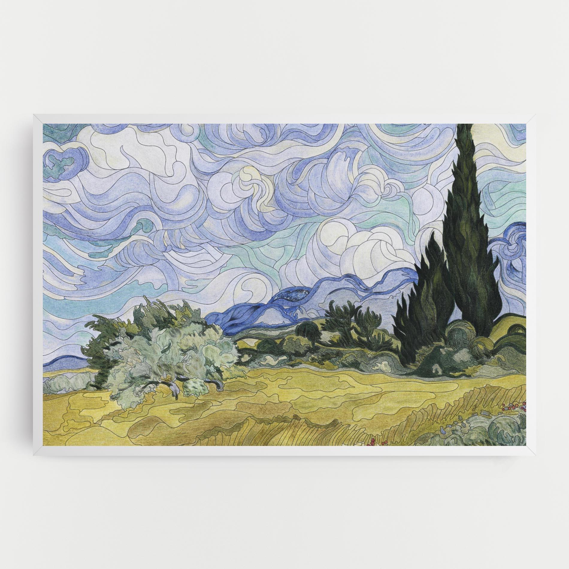 Tablou Canvas Wheat Field Cypresses mockup 0