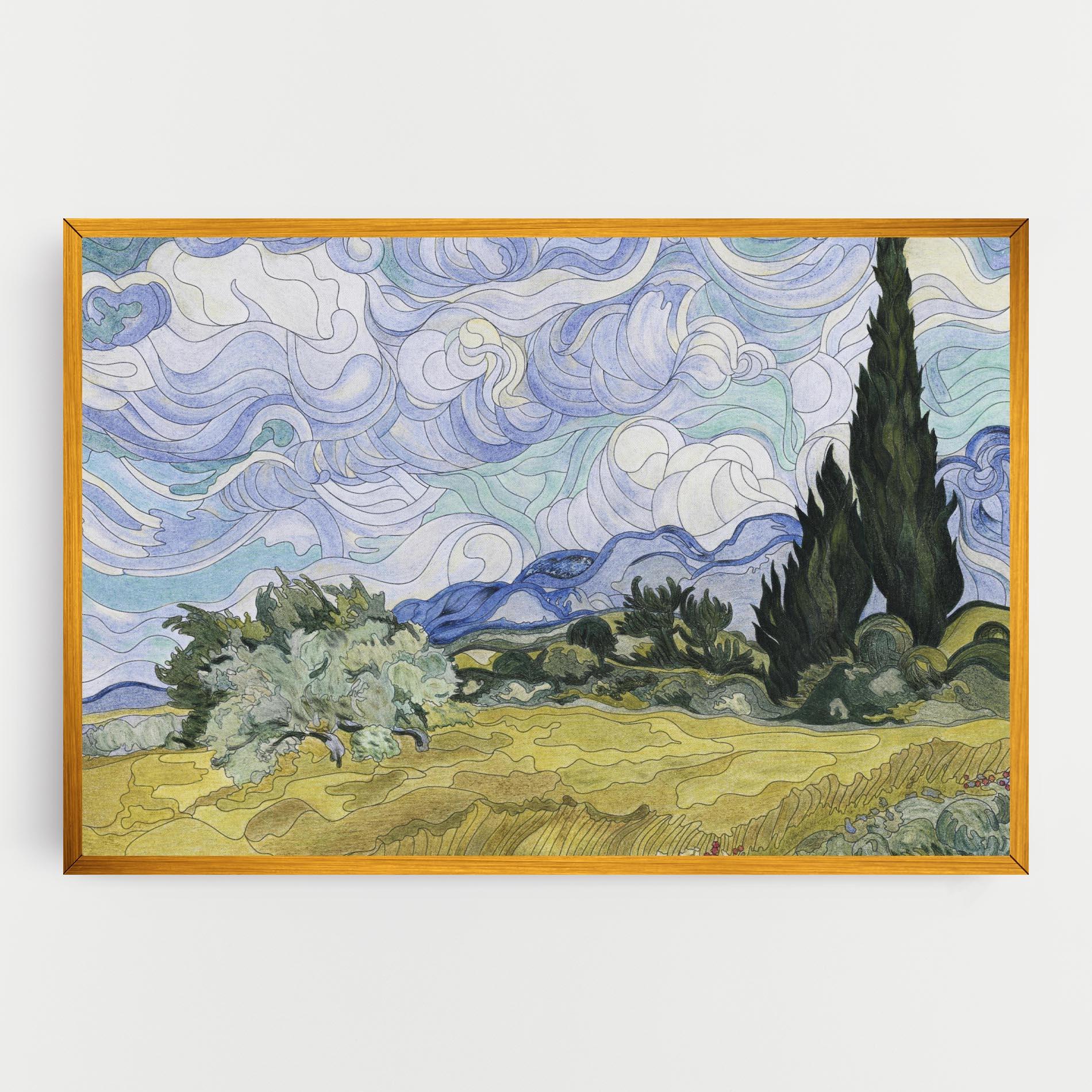 Tablou Canvas Wheat Field Cypresses mockup 0
