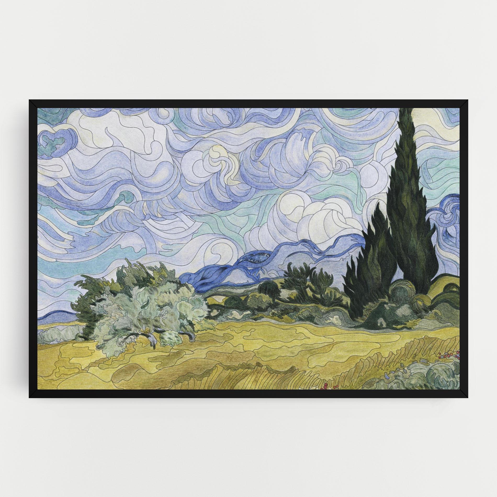 Tablou Canvas Wheat Field Cypresses mockup 0