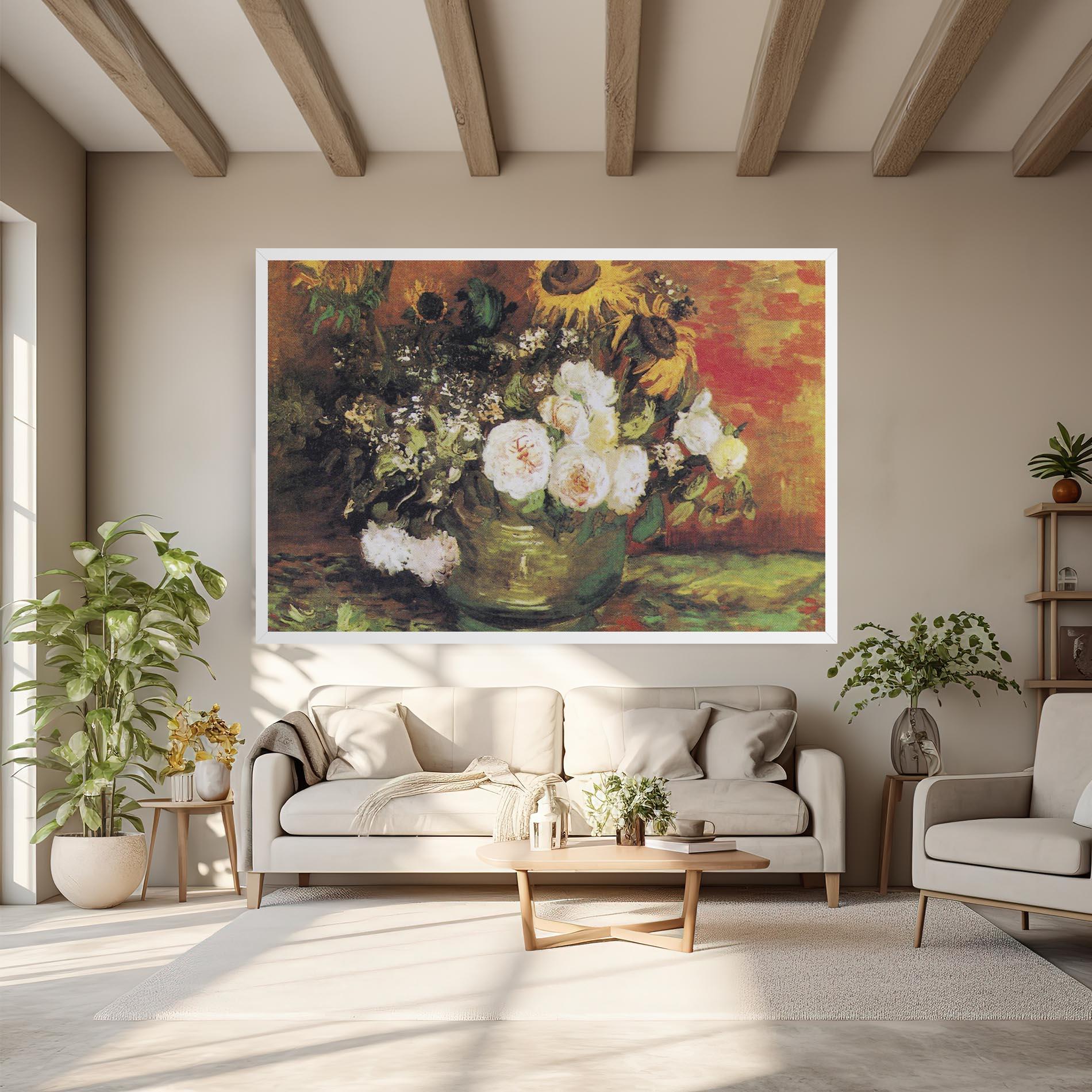 Tablou Canvas Bowl With Sunflowers mockup 6