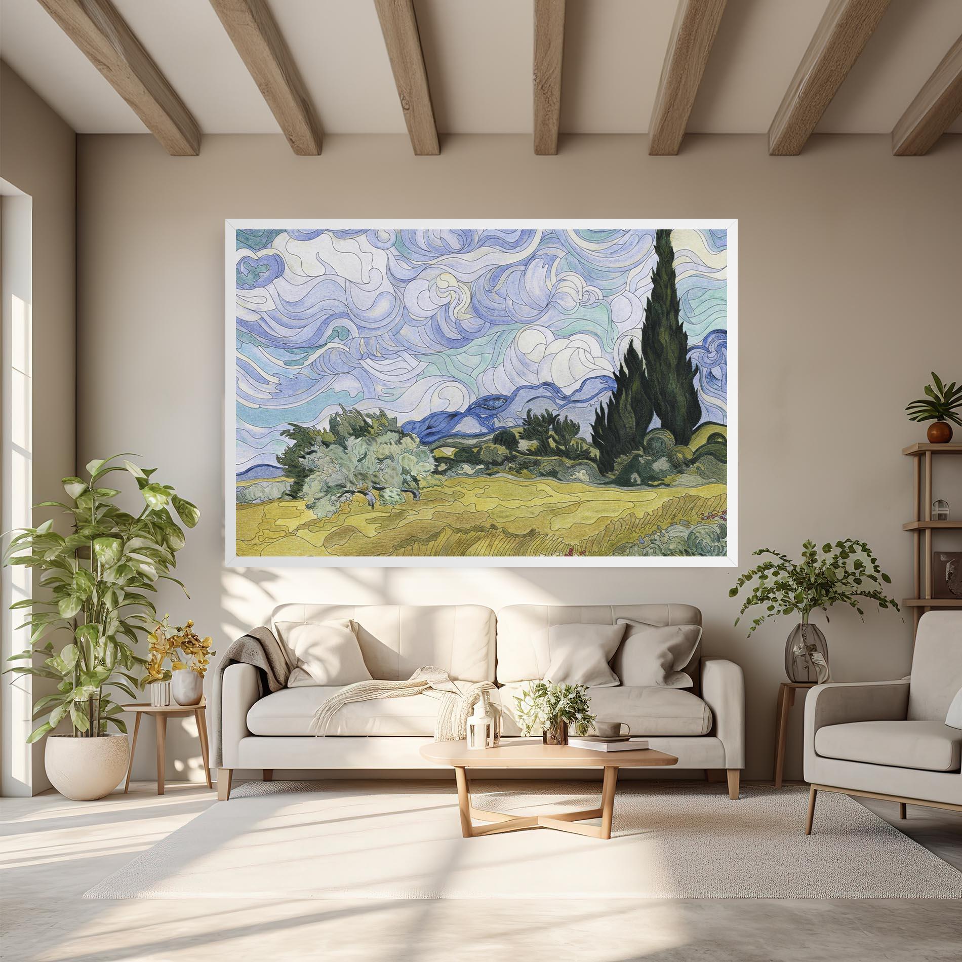 Tablou Canvas Wheat Field Cypresses mockup 6