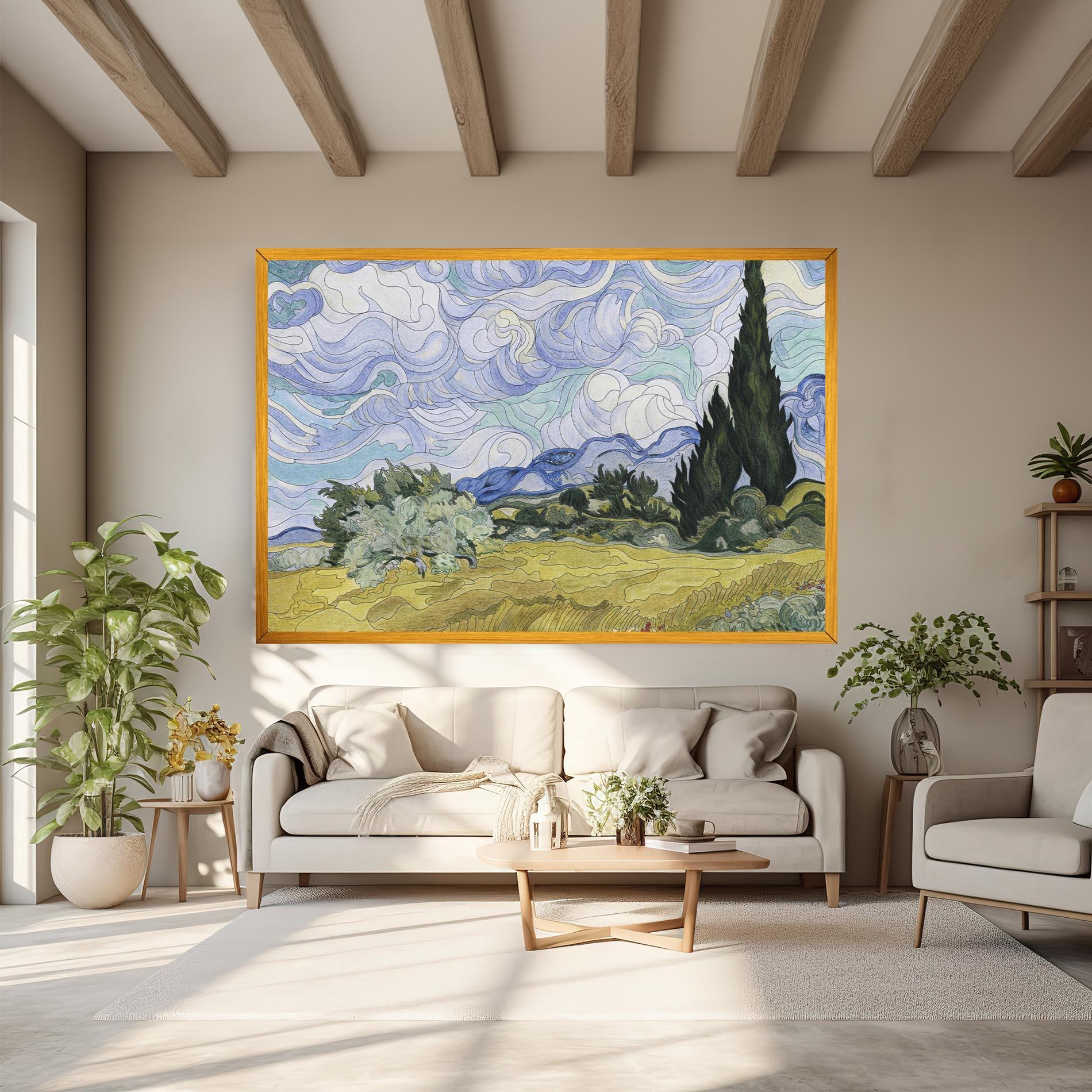 Tablou Canvas Wheat Field Cypresses mockup 6