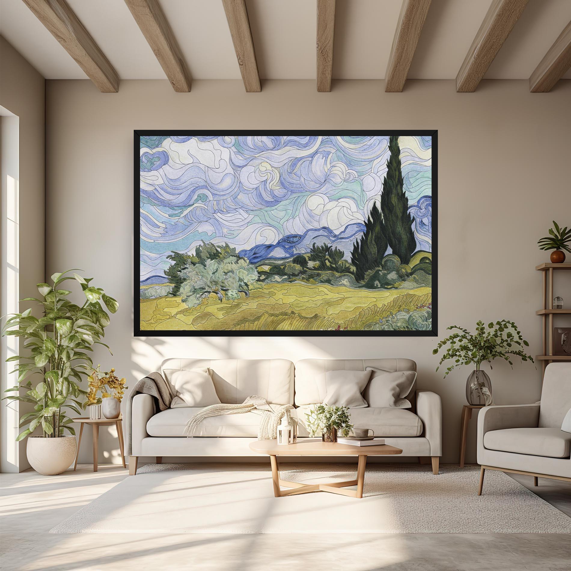 Tablou Canvas Wheat Field Cypresses mockup 6