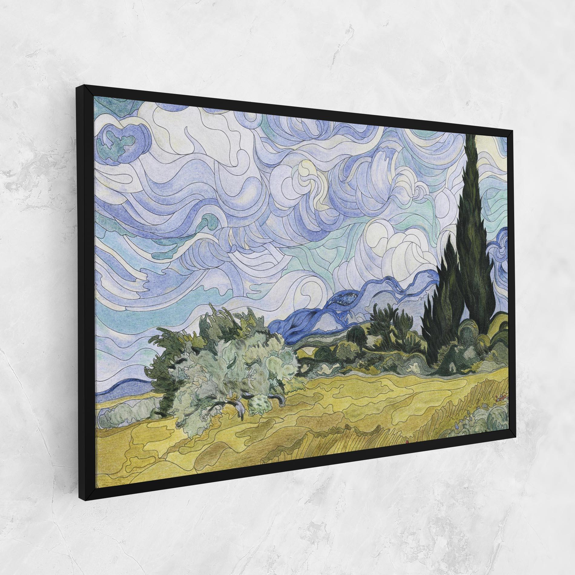 Tablou Canvas Wheat Field Cypresses mockup 1