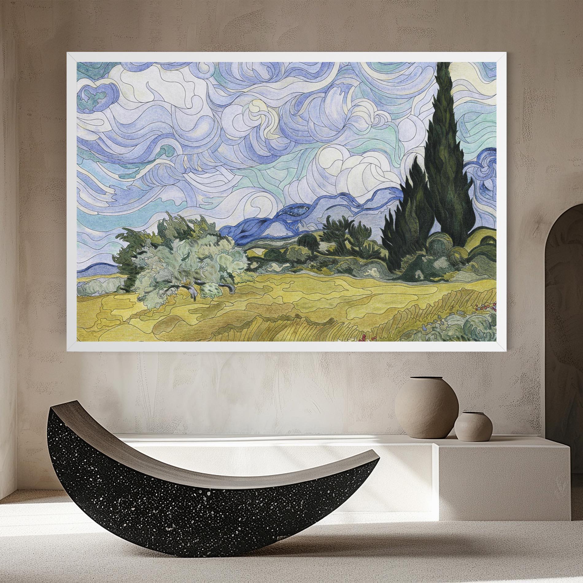 Tablou Canvas Wheat Field Cypresses mockup 8