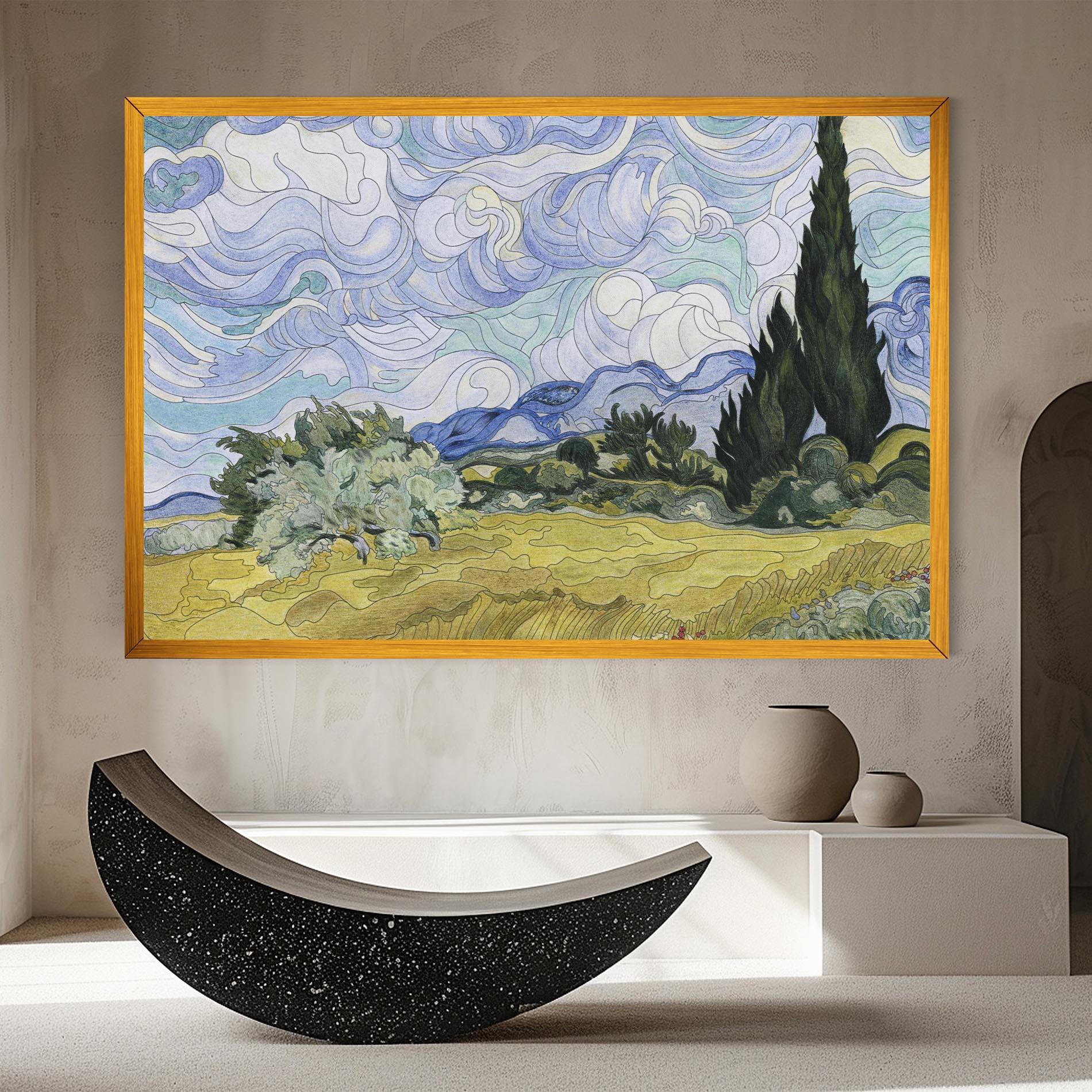 Tablou Canvas Wheat Field Cypresses mockup 8